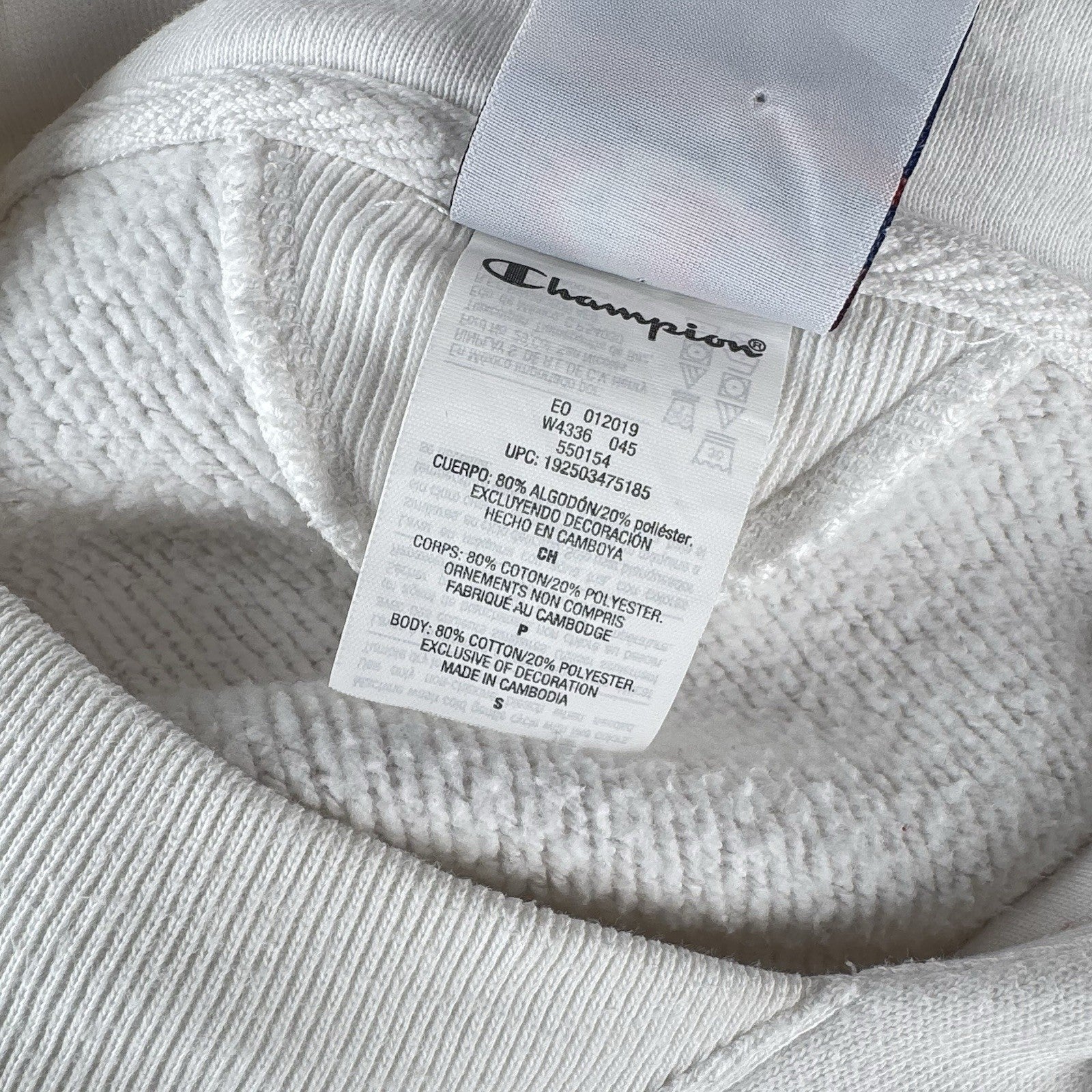 Champion White Century Collection C100 Chenille Logo Hoodie Men’s Small *Read