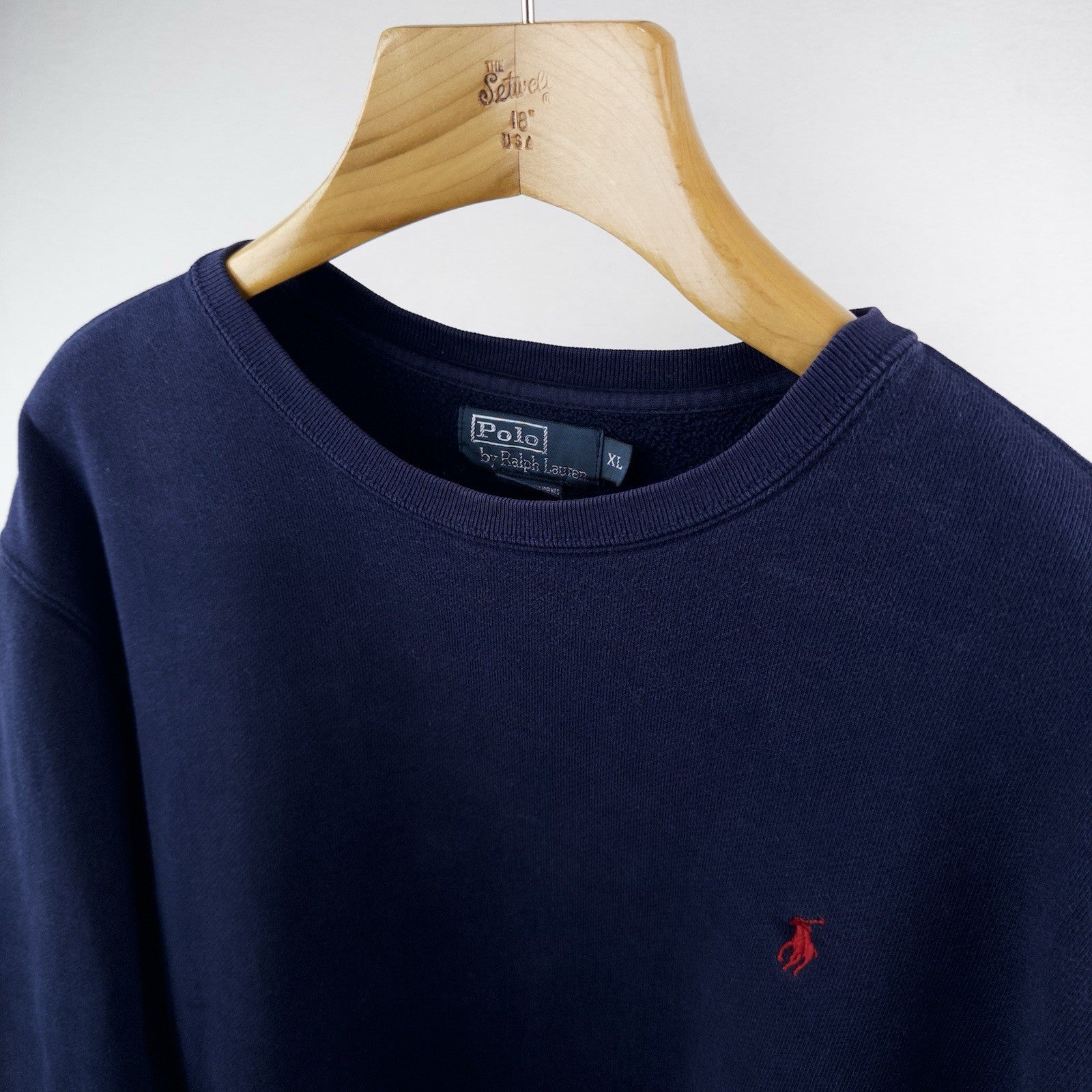 90’s Vtg Polo Ralph Lauren Crewneck Sweatshirt Men’s XL Navy Blue Side Gussets