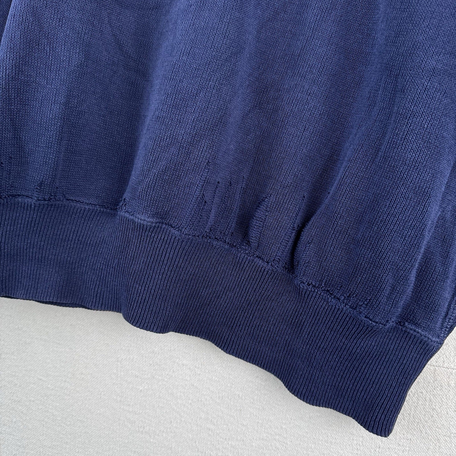 90’s Vtg Polo Ralph Lauren Raglan Short Sleeve Sweatshirt Blue XL *Distressed
