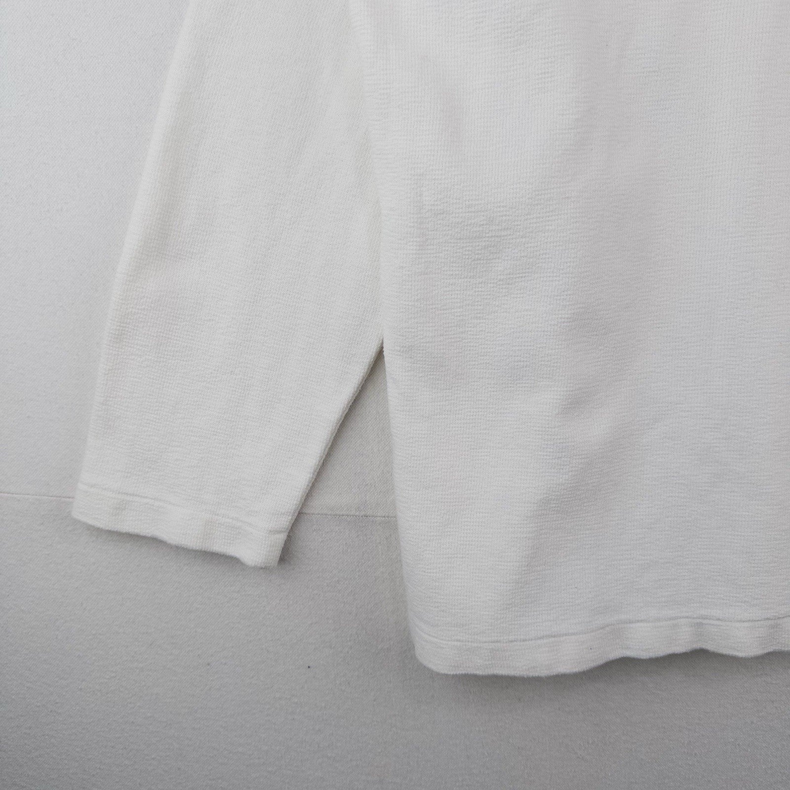 70s Vtg White Lace Up Tunic Shirt Men’s L Long Sleeve Polo Collar Boho Peasant