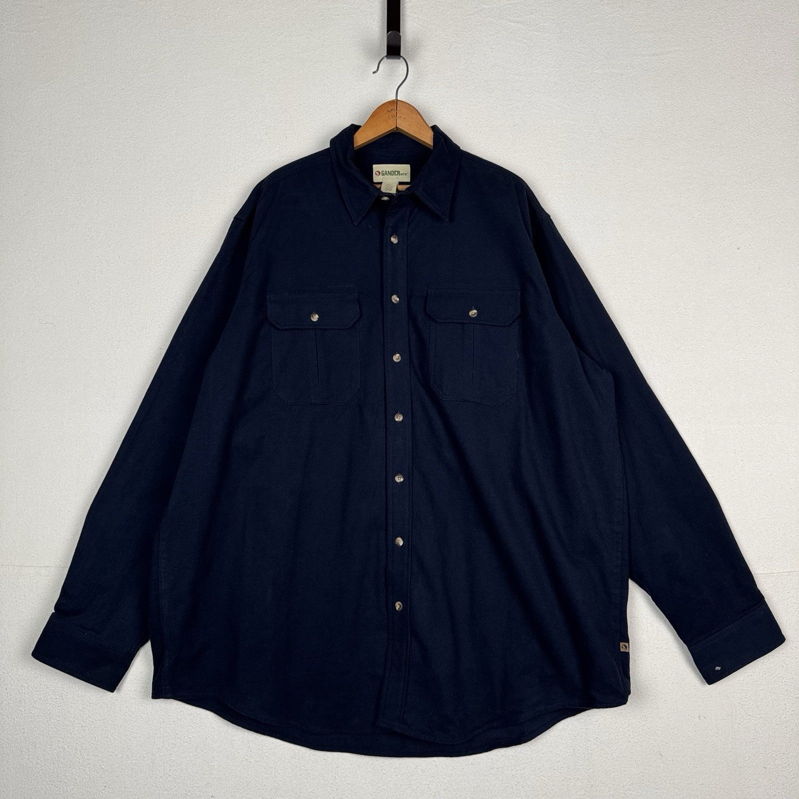 Gander Mountain Flannel Shirt Men’s Chamois Heavyweight Navy Blue 2XLT Tall