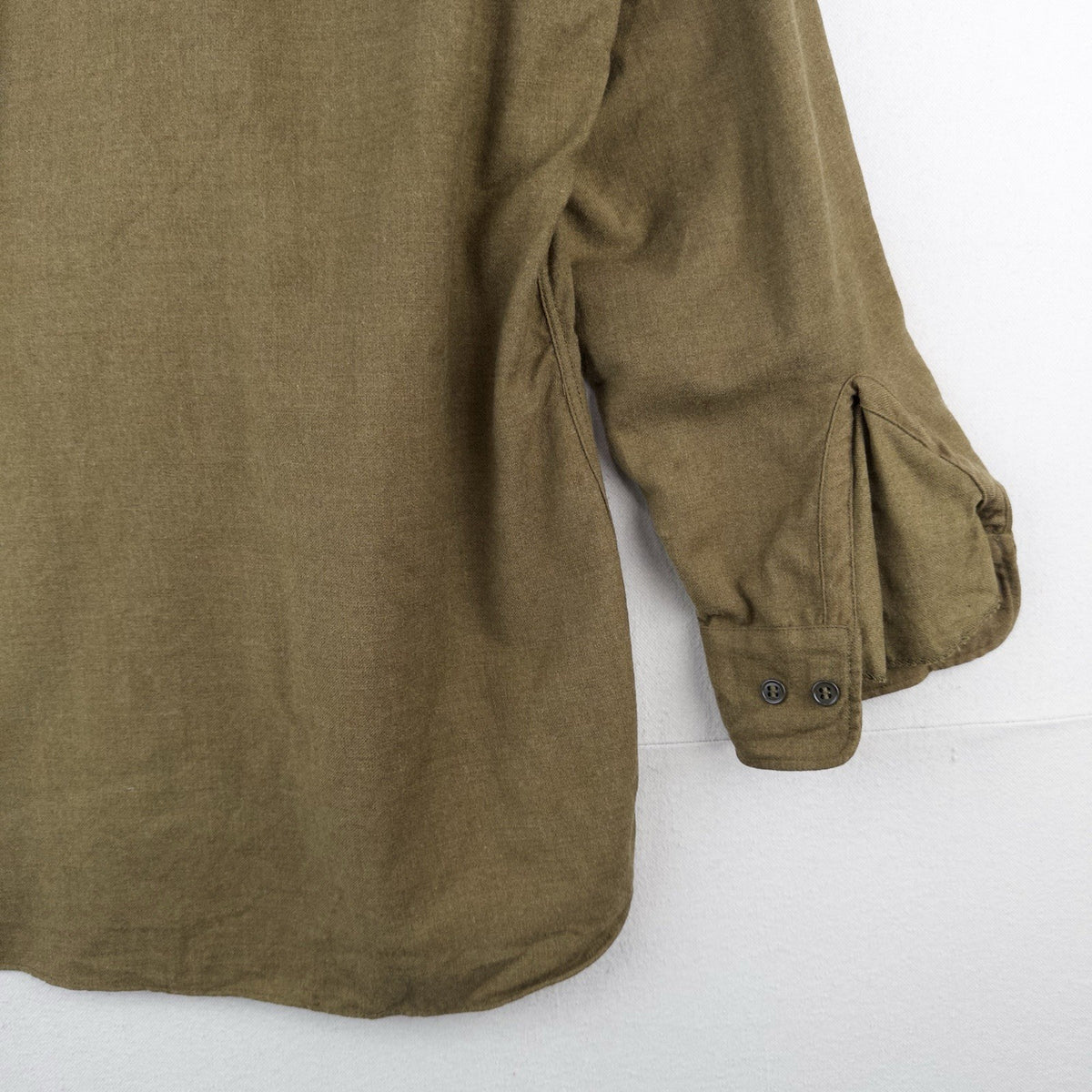 40’s Vtg WWII Wool Gas Flap Army Military Button Uniform Work Shirt Gussets