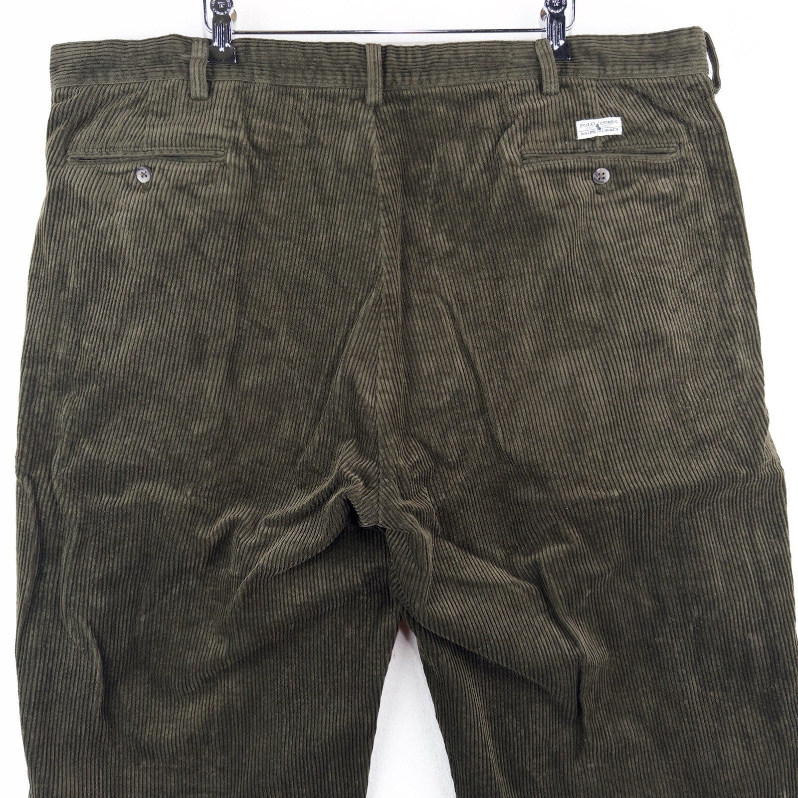 90’s Vtg Polo Ralph Lauren Corduroy Andrew Pant Mens 44x30 Olive Green Wide Wale