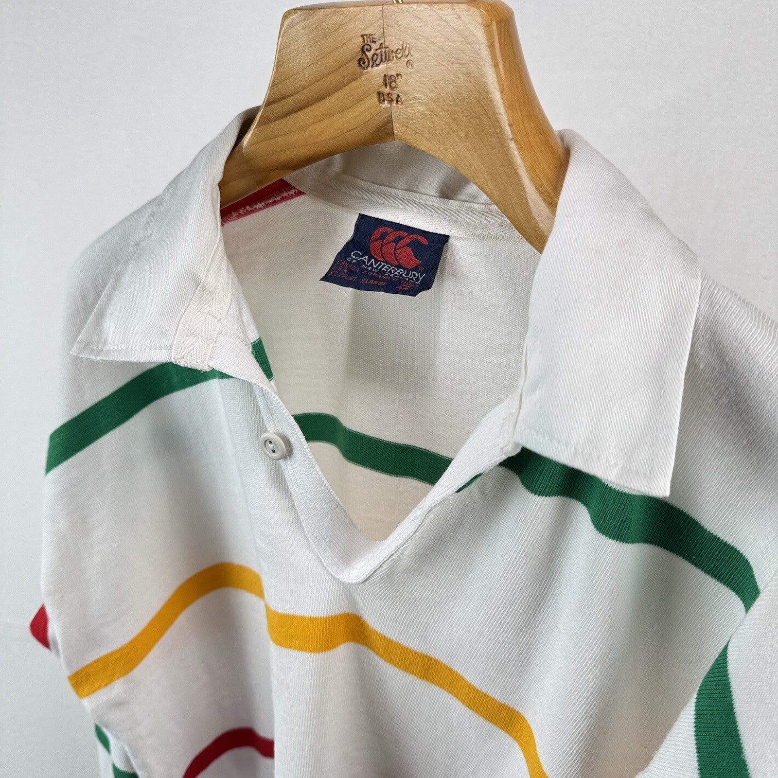 90’s Vintage Canterbury of New Zealand Rugby Shirt Men's XL Color Stripe Polo