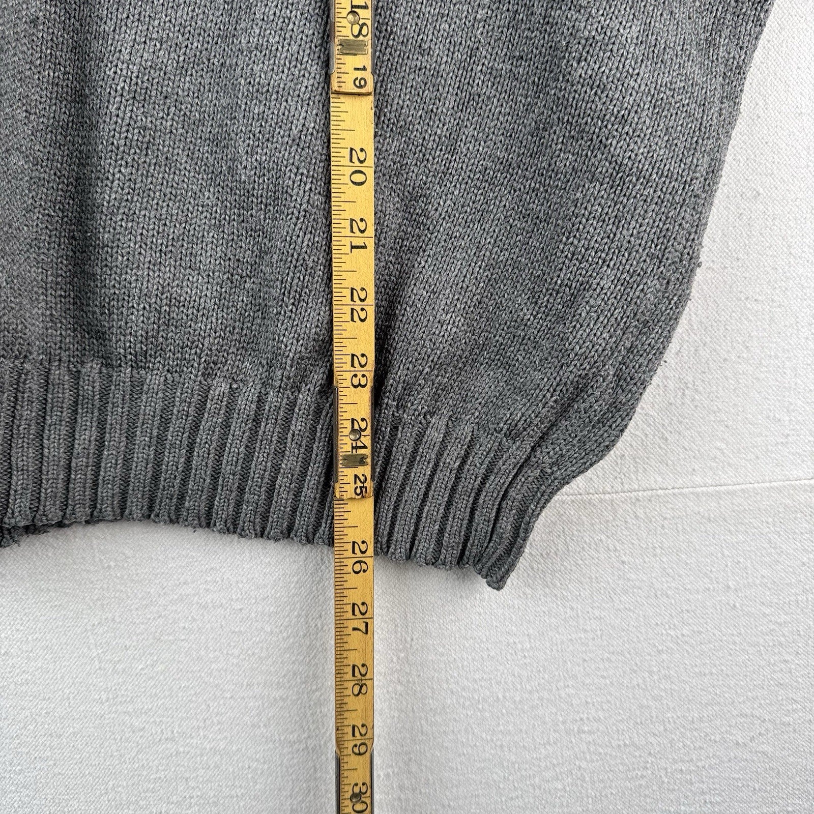 90's Vtg Polo Ralph Lauren Cotton Gray Knit Crewneck Sweater Men's 2XL Blue Pony