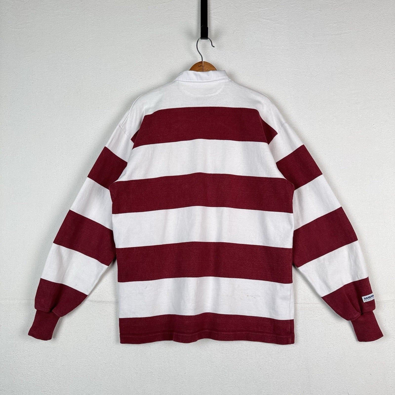 Vintage Rugby Men’s XXL Barbarian Long Sleeve Red White Stripe Polo *Read