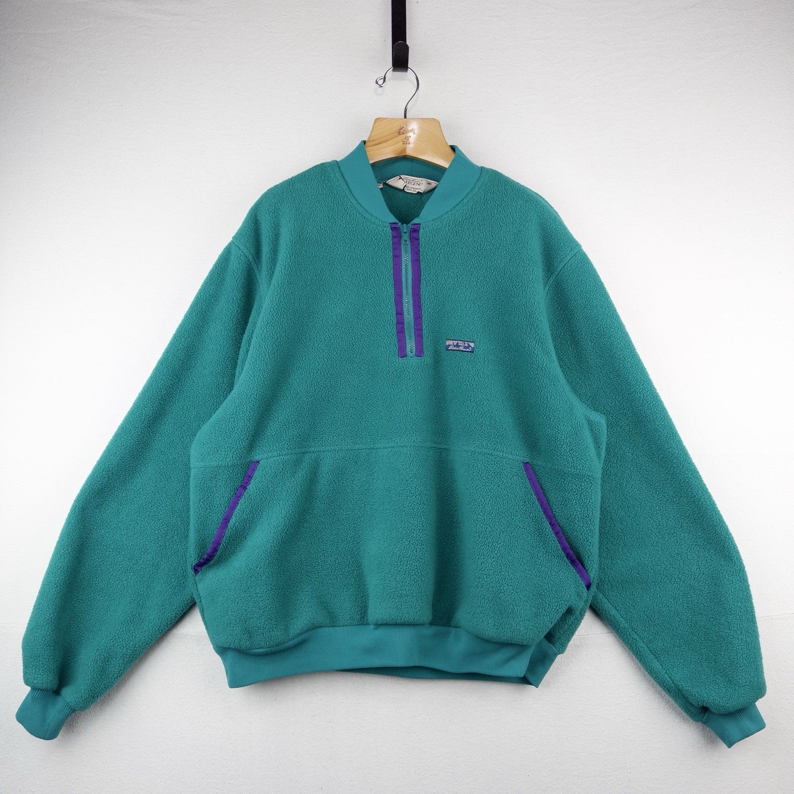 90’s Vtg Eddie Bauer Legend Teal Fleece 1/4 Zip Men’s 2XL Tall Pullover