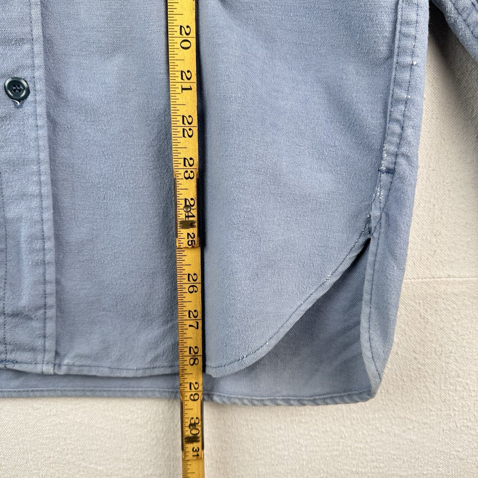 80’s Vtg Woolrich Chamois Cotton Button Up Flannel Blue Mens M Made USA Sunfaded