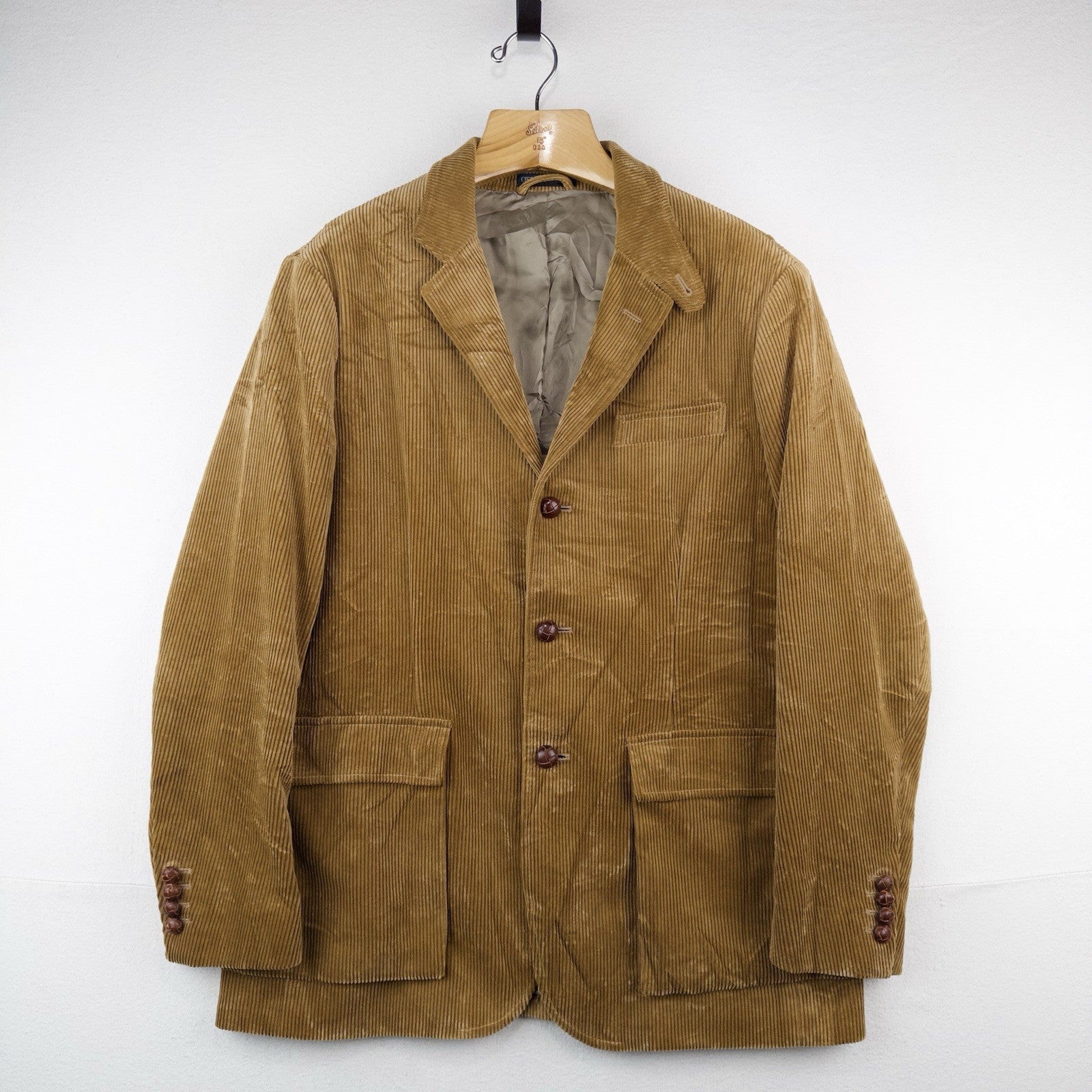 90’s Polo Ralph Lauren RL67 Corduroy Jacket Coat Blazer Tobacco Tan Men’s L (44)