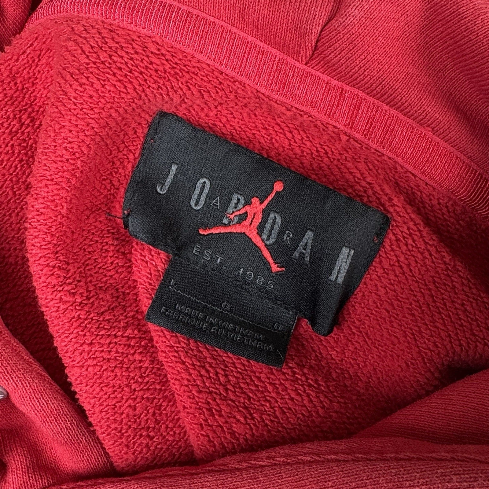 Nike Air Jordan Flight Logo Fleece Pullover Hoodie Men Sz L Red DQ7338-612