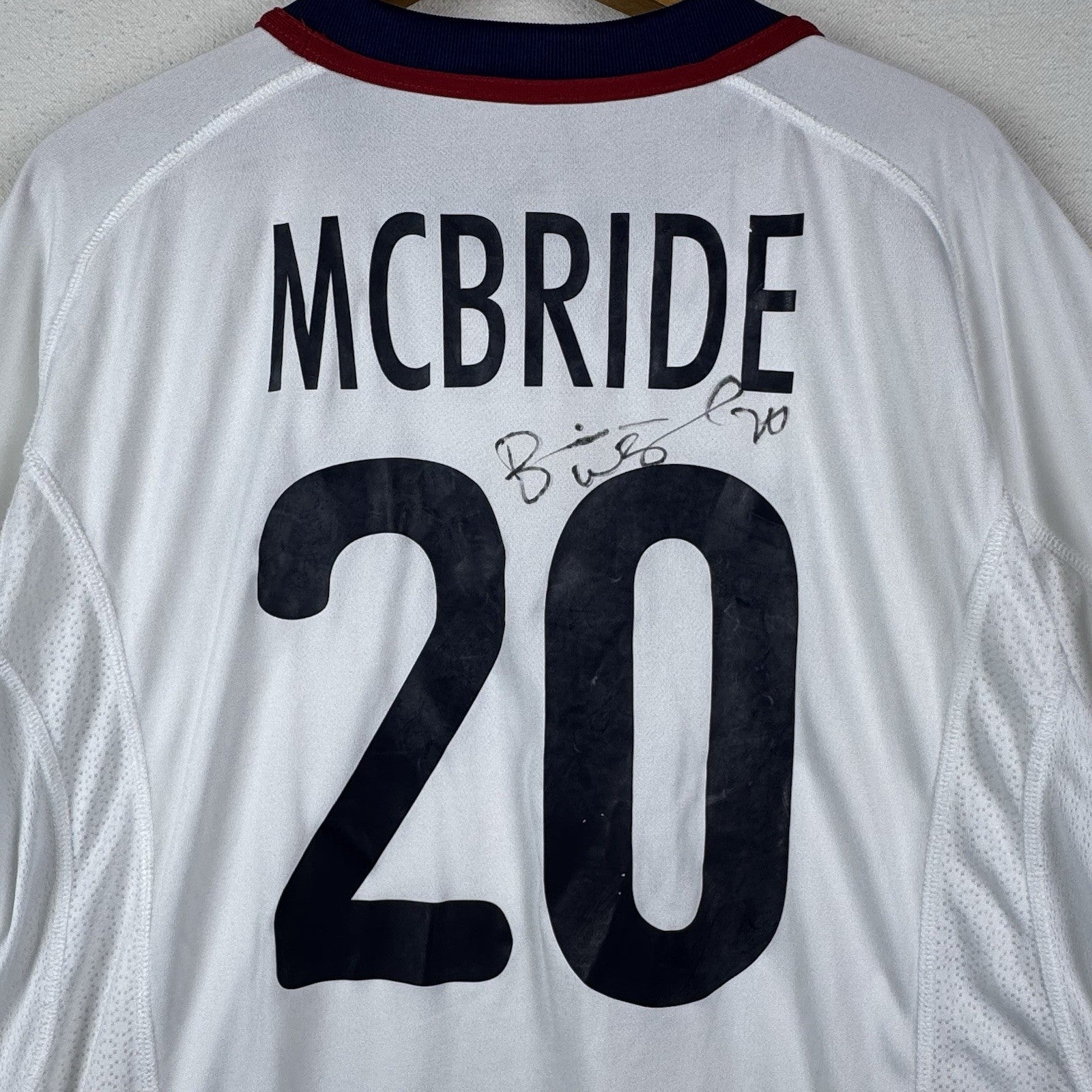 2000 USA Soccer Home Jersey Authentic - McBride #20 Player Autographed *Unwashed