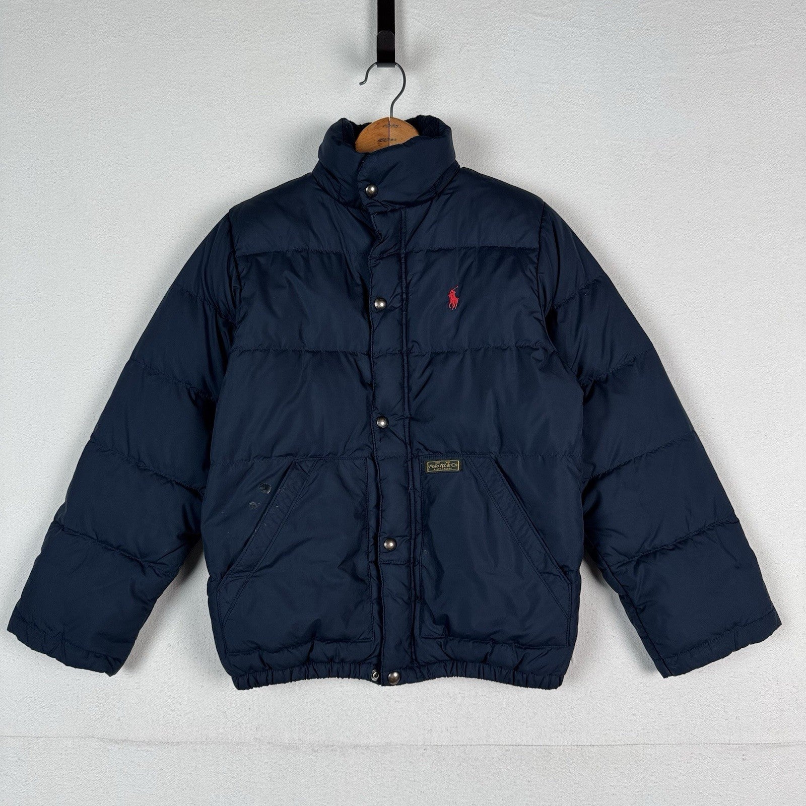 Vintage Polo Ralph Lauren Kid's Navy Blue Down Puffer Jacket Sz M 10-12 *Read