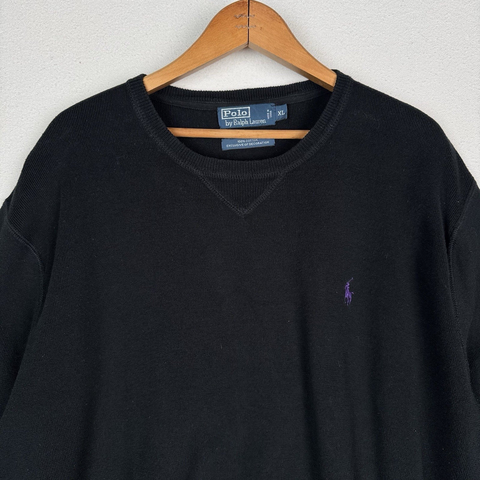 Vintage Polo By Ralph Lauren Men’s Crewneck Sweater Pullover XL XLarge Black