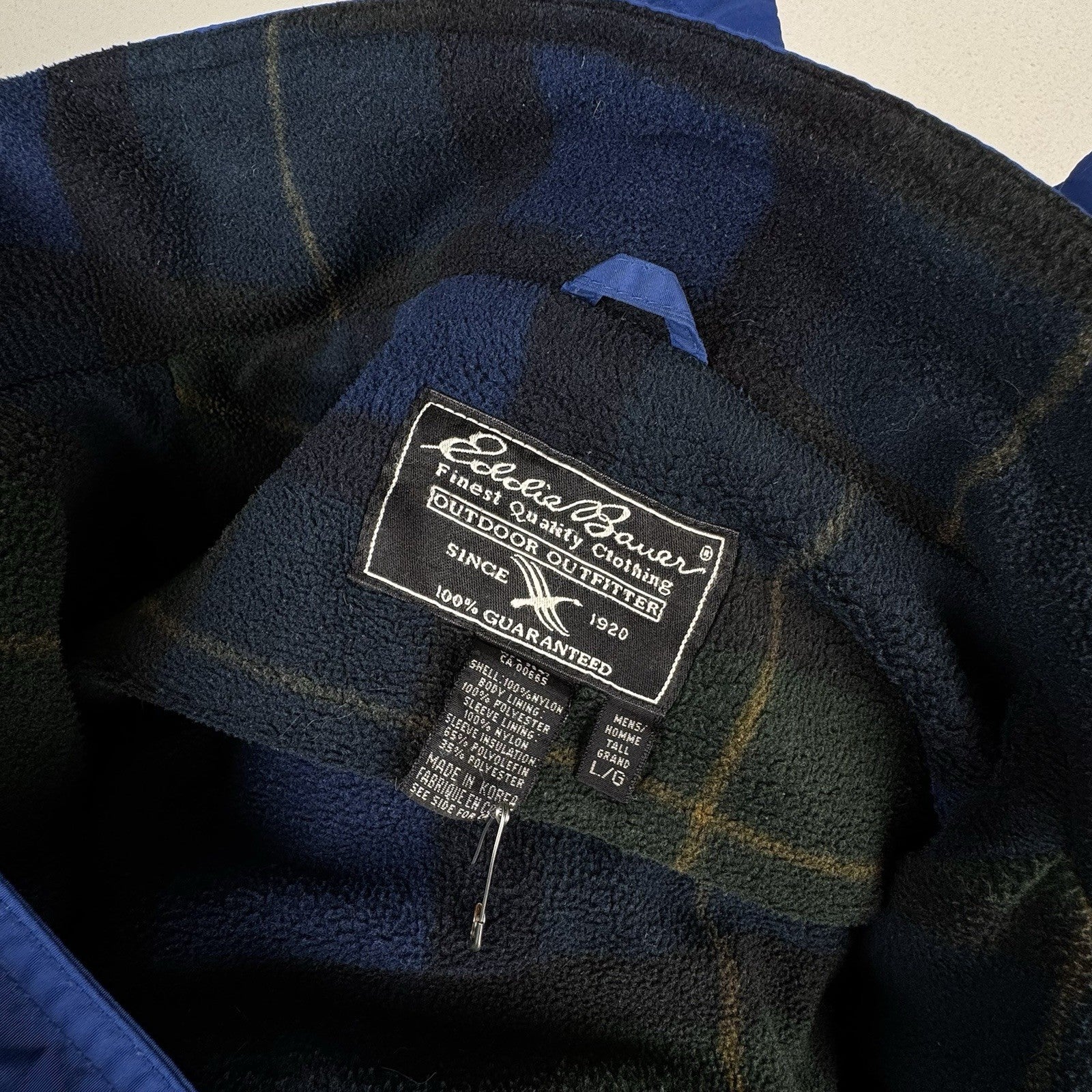 Vintage Eddie Bauer Men’s Polartec Blue Nylon Insulated Windbreaker Jacket *Read
