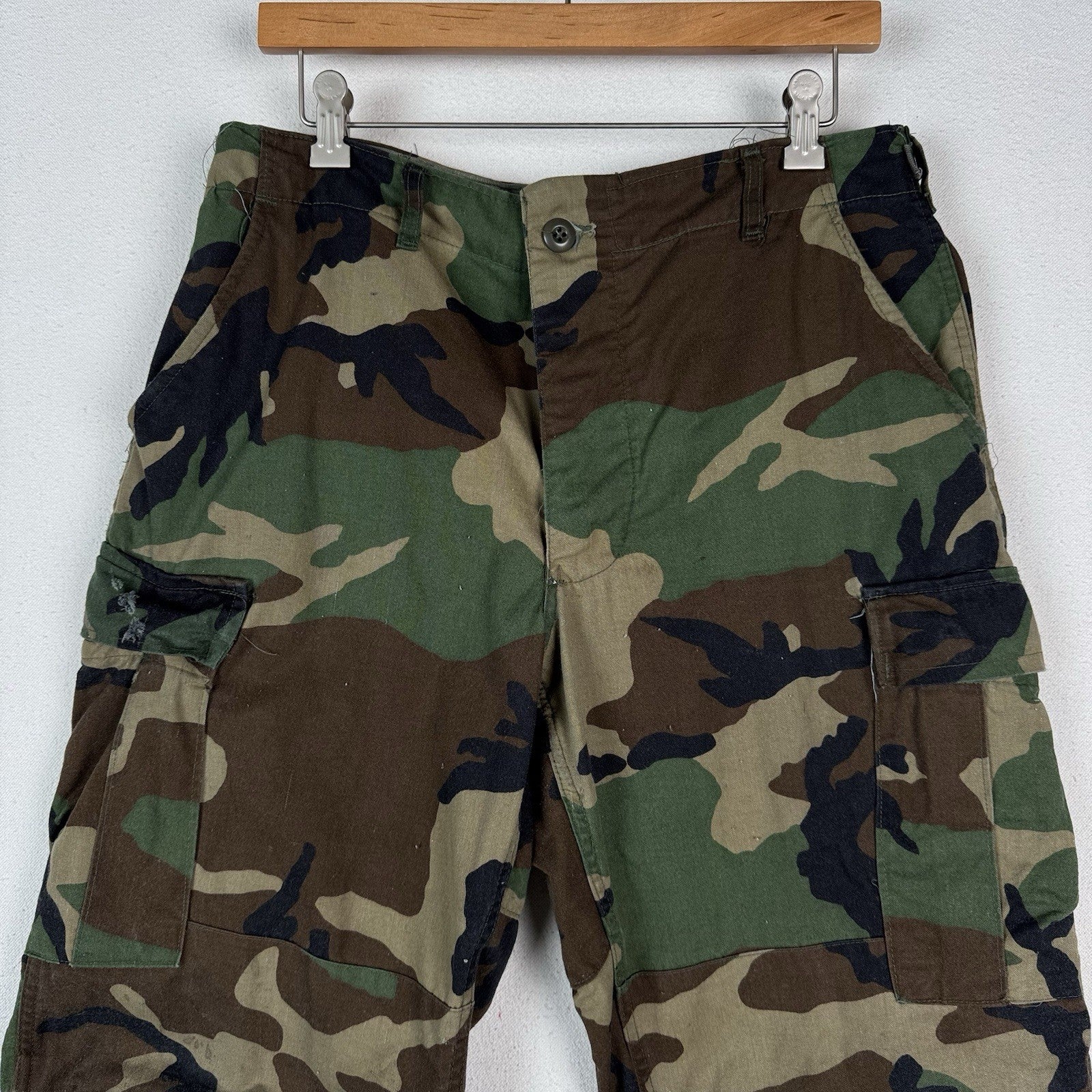 Military Woodland Camo 2 Piece Combat Shirt Jacket Cargo Pants Men Small Long