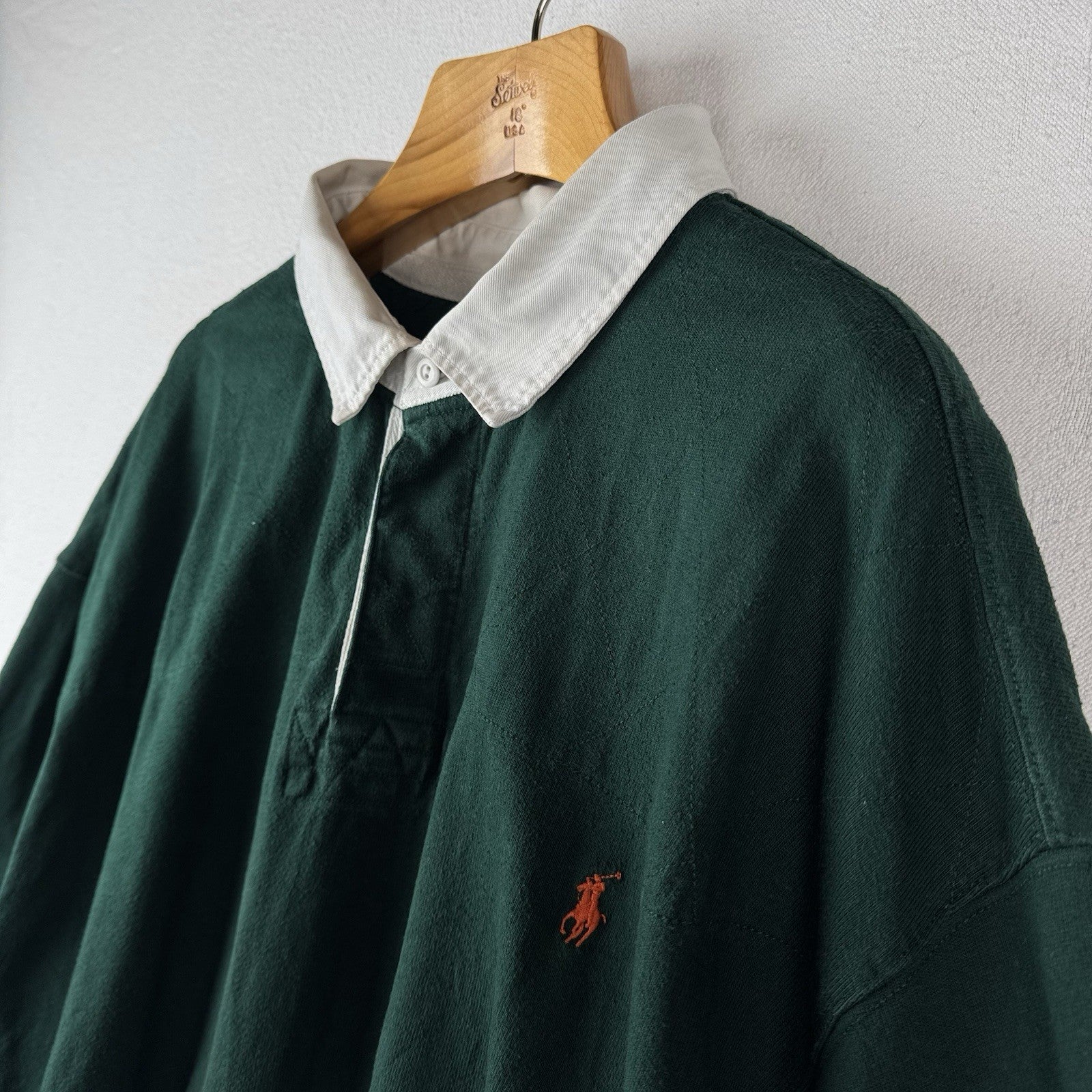 90’s Vtg Polo Ralph Lauren Men’s 6XB Green Quilted Rugby Elbow Patches