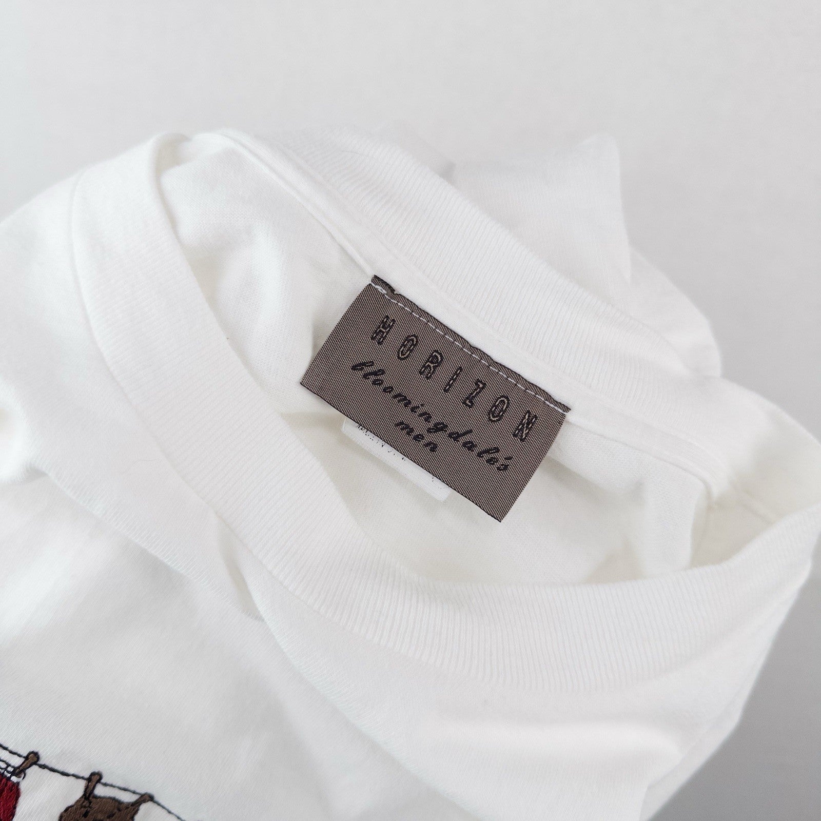 80’s Vtg Bloomies Embroidered Clothesline Bloomingdales White Tee T-Shirt XL USA