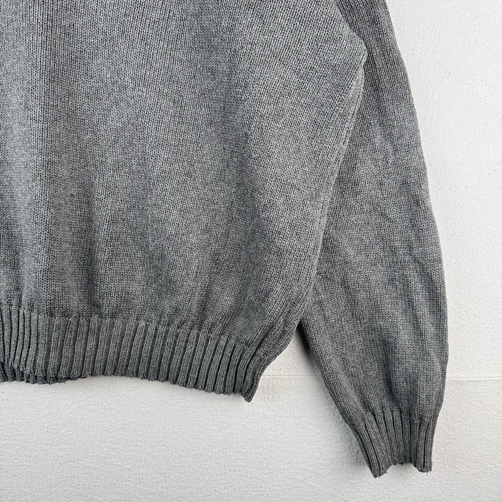 90's Vtg Polo Ralph Lauren Cotton Gray Knit Crewneck Sweater Men's 2XL Blue Pony