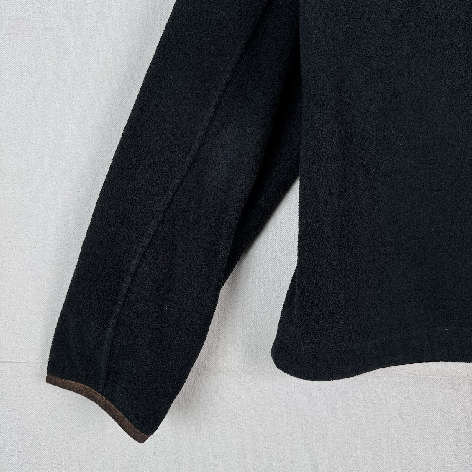 Vintage Polo Ralph Lauren Fleece Leather Trim Men’s Black L Jacket Distressed*