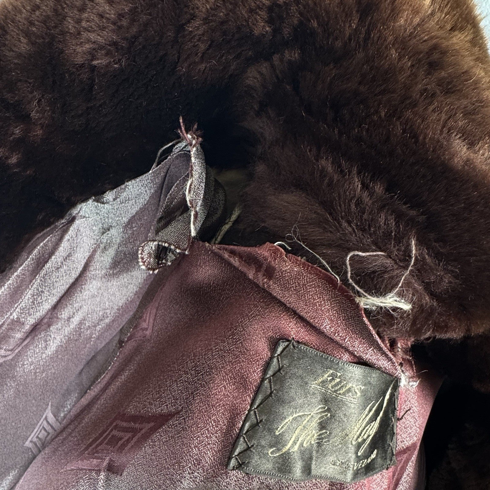 Vintage 50’s 60’s May Company Brown Mouton Lamb Fur 40" Swing Coat Size 10 *Read