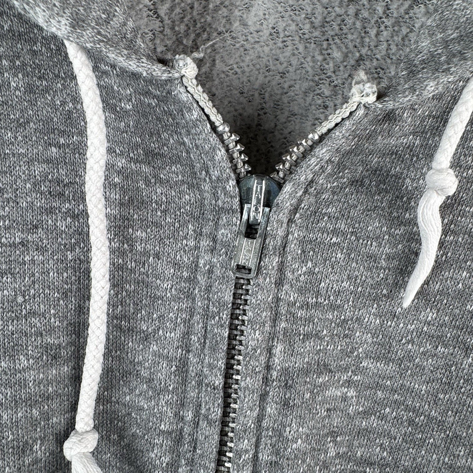 70’s Vintage Heather Gray Mens XL 46-48 Full Zip Hoodie Made In USA *Distressed