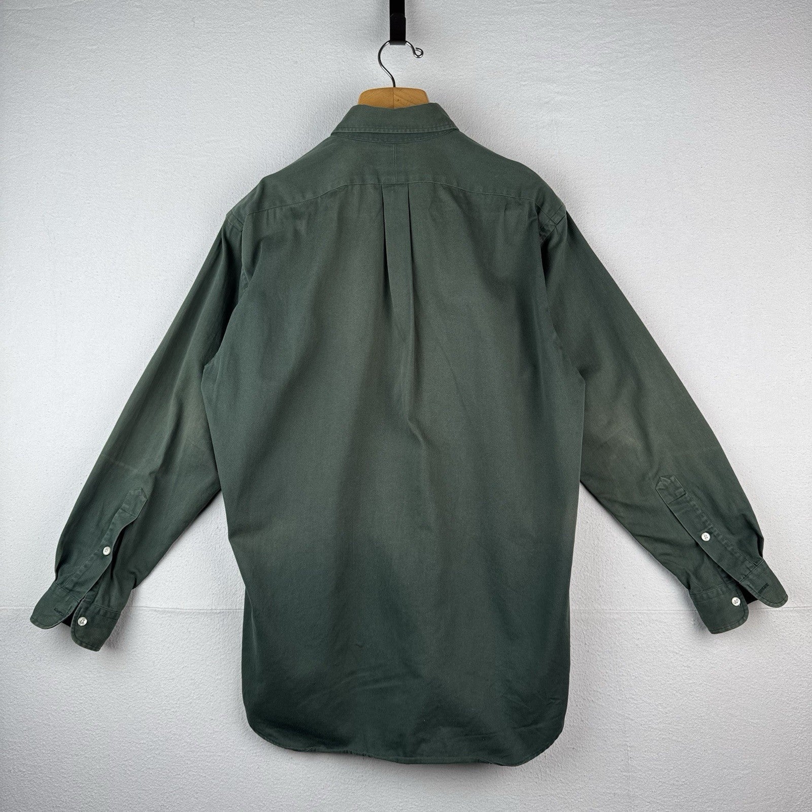 Vintage Ralph Lauren Mens M Green Blake Long Sleeve Shirt *Distressed Sun Faded
