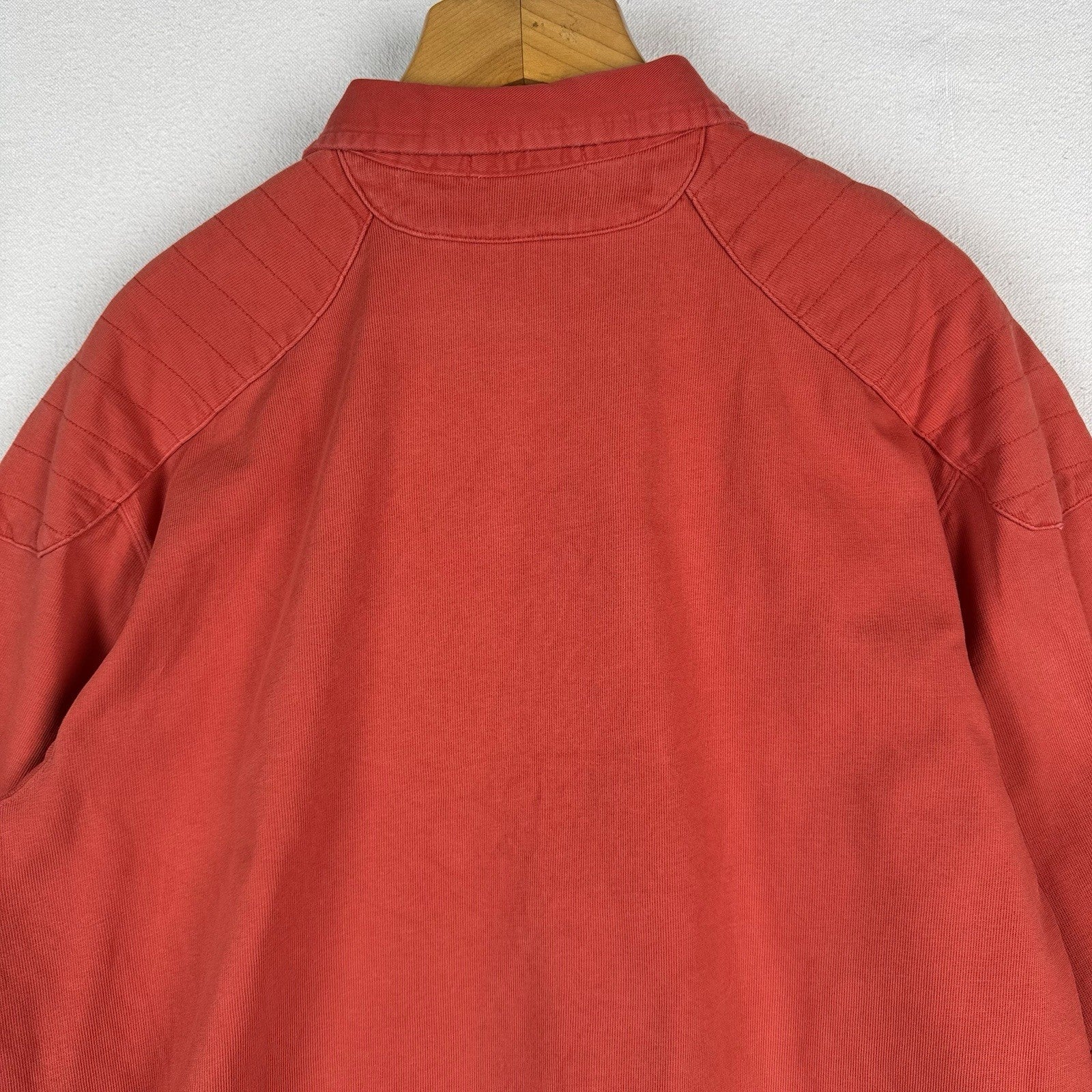 90’s Vtg Polo Ralph Lauren Rugby Shirt Mens L Orange Quilted Elbows *Distressed