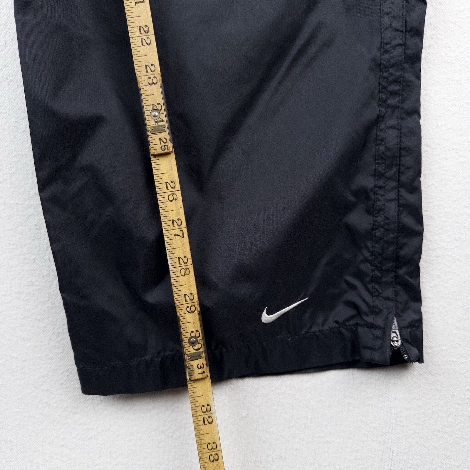 90’s Vintage Nike Nylon Track Pants Men's Large Black Unlined Wide Leg Baggy