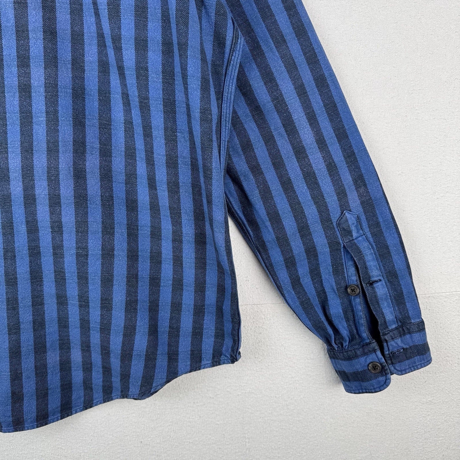 90’s Vtg Polo Ralph Lauren Indigo Blue Stripe Men’s 2XL Heavyweight Shirt *Read