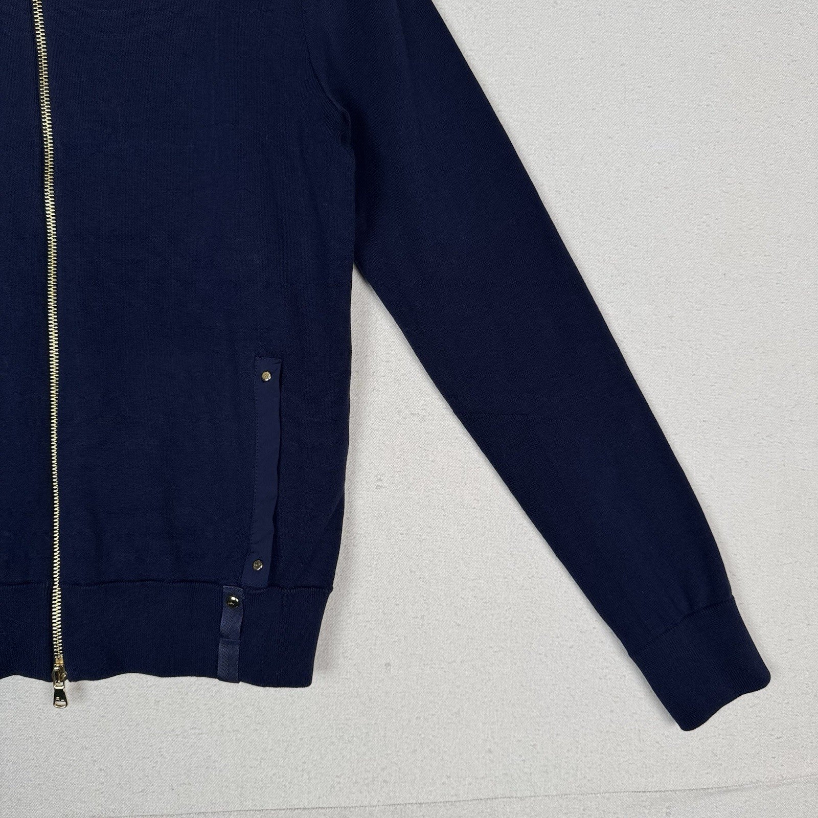Ralph Lauren Golf Women’s Double Knit Blue Bomber Double Zip Stowaway Hood Small