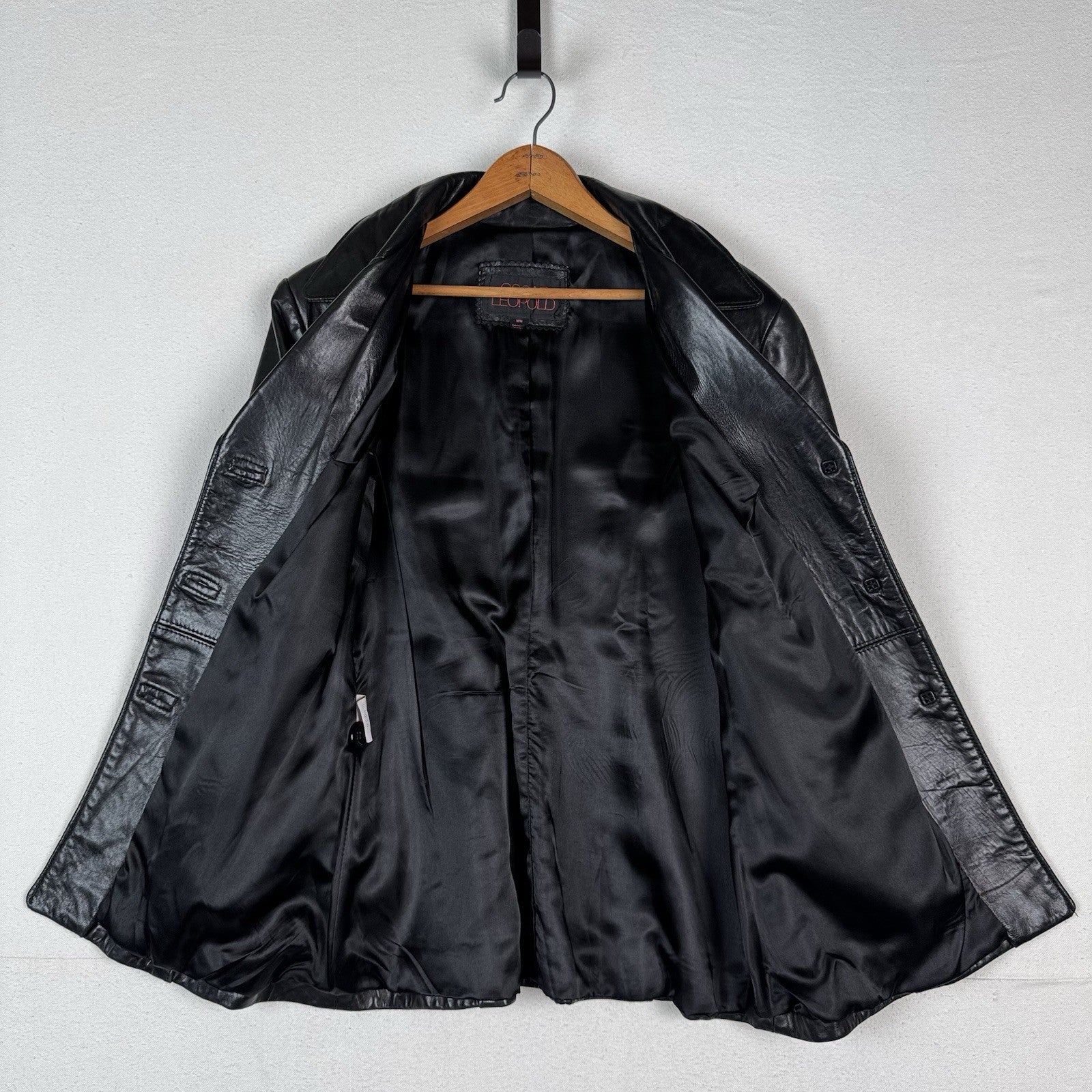 Oscar Leopold Women's Black Calf Leather Jacket  - Large