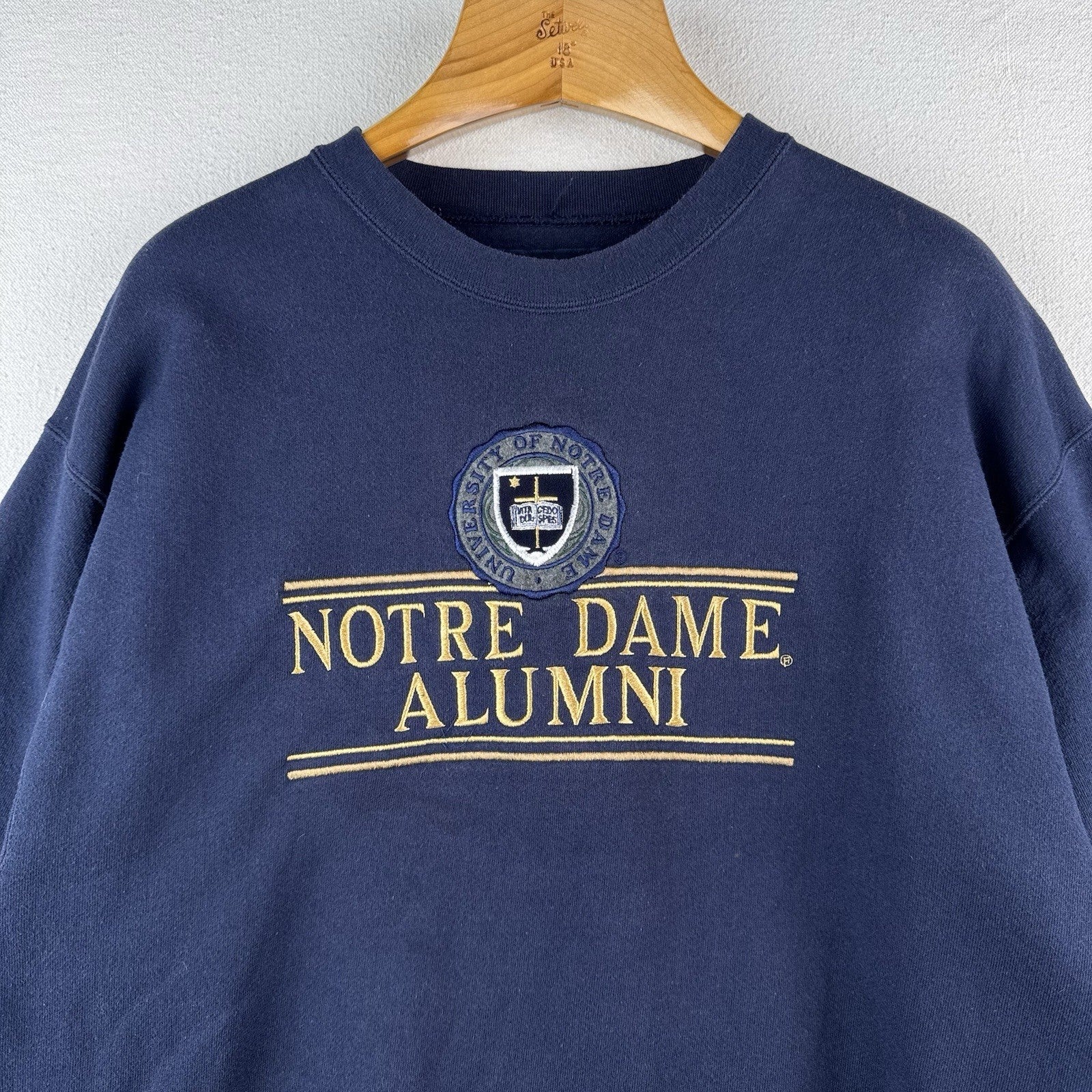 90’s Vtg JanSport Univ Notre Dame Alumni Crew  Embroidered Sweatshirt L Blue