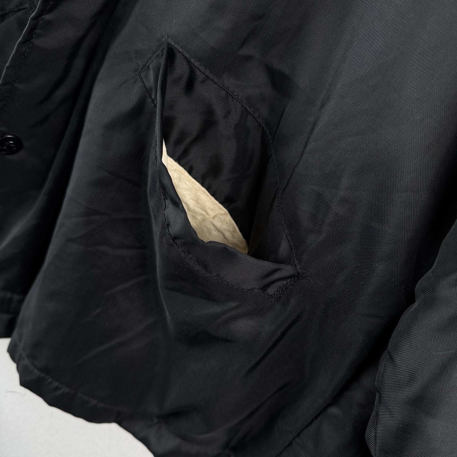 70's Vtg Parker Hannifin Fleece Lined Coach Jacket Chain Stitched "Carl" Black L