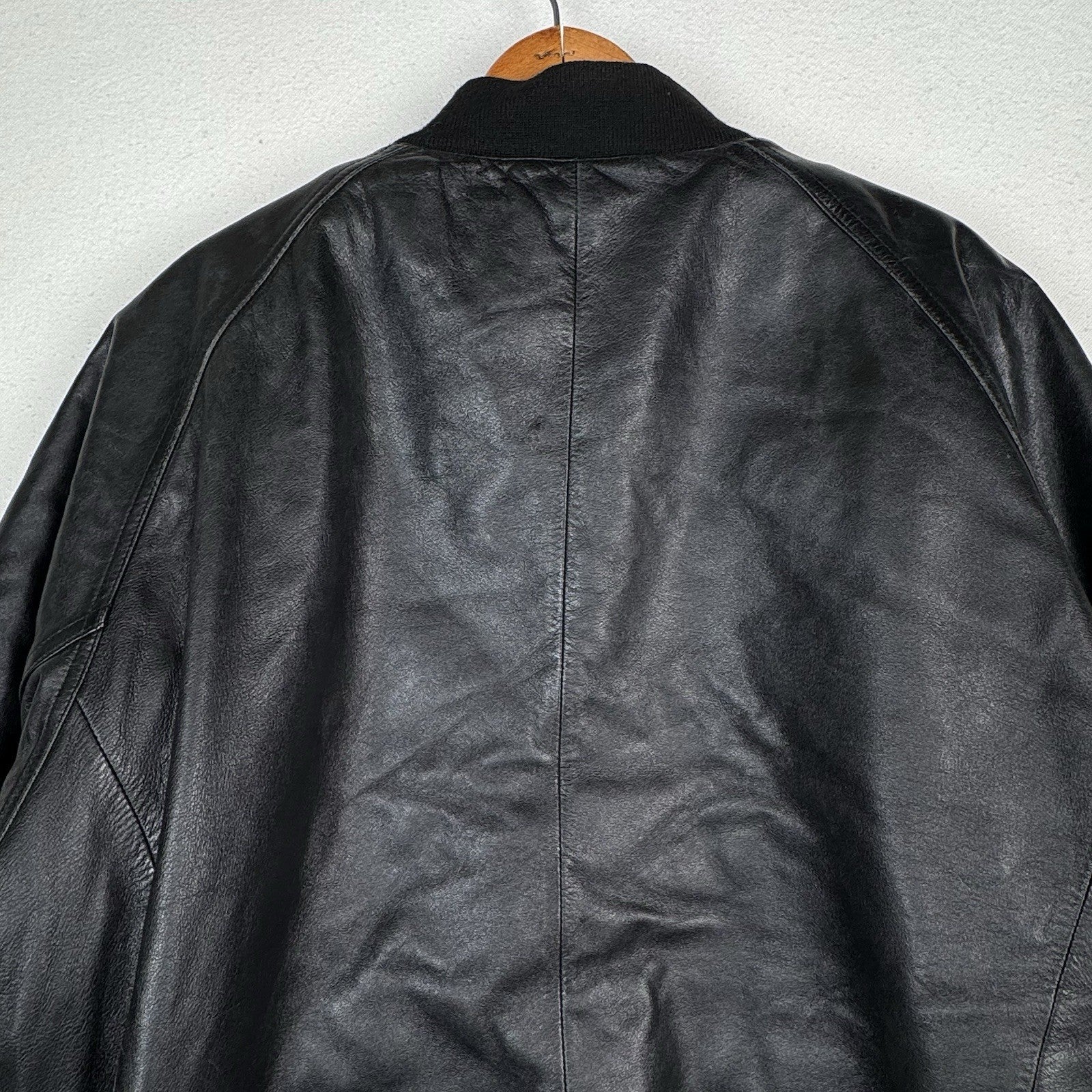 Vtg Sean John Soft Leather Bomber Jacket 2XL Black Puffy Hip Hop Streetwear