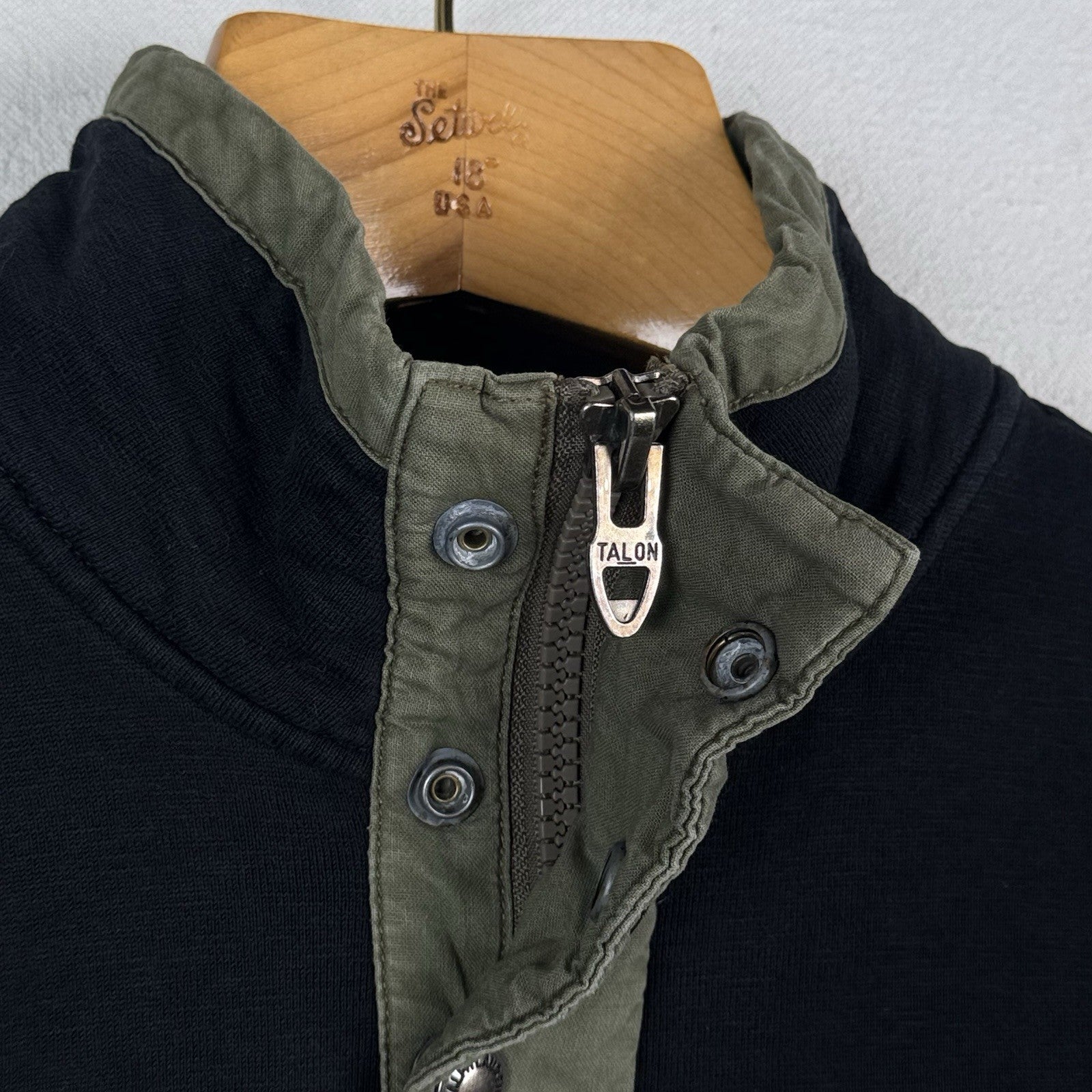 Polo Ralph Lauren Sweatshirt Mens Large Black Mock Neck Half Zip Snap Pullover