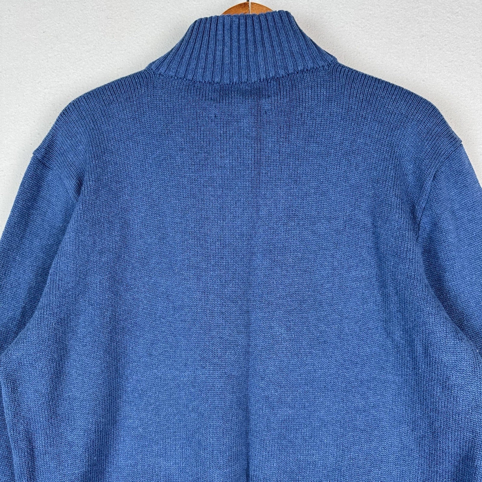 Vintage Polo Ralph Lauren Blue 1/4 Zip Pullover Sweater Men's XL Cotton