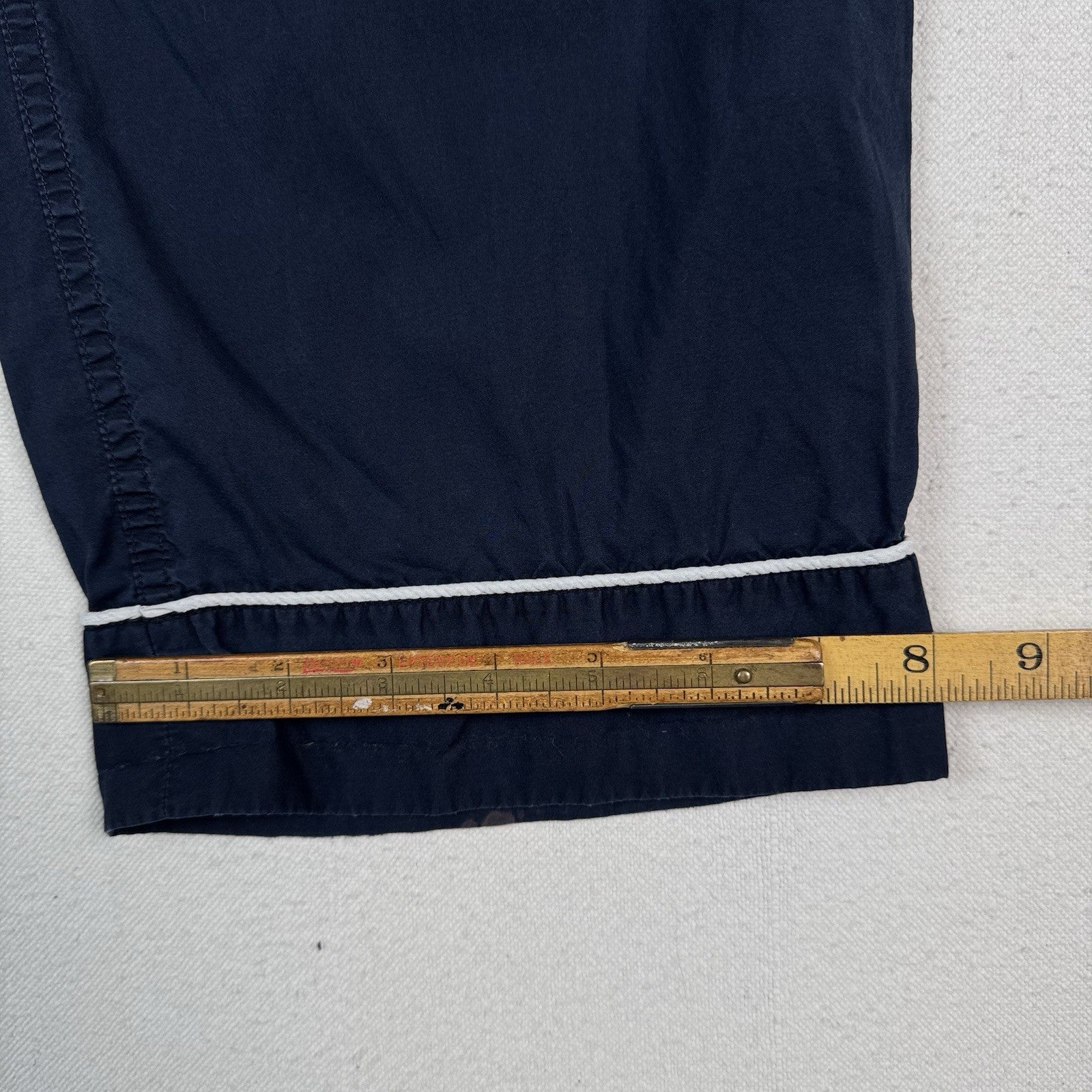 J. Crew Pajamas Loungewear Set Women's Small Navy Blue White Piping Long Sleeve