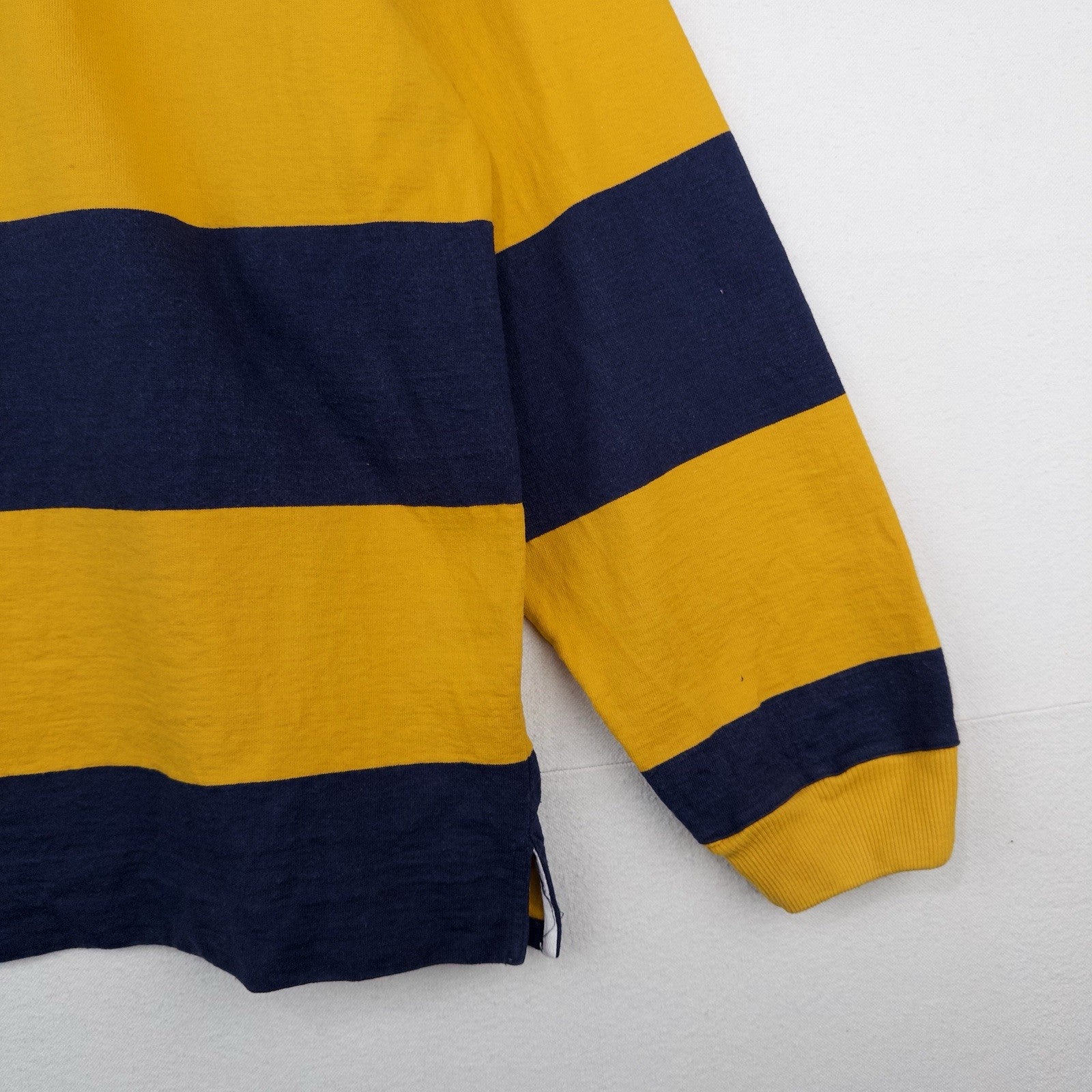 80’s Vtg Steeplechase Men’s XL Yellow Blue Striped Long Sleeve Polo Rugby