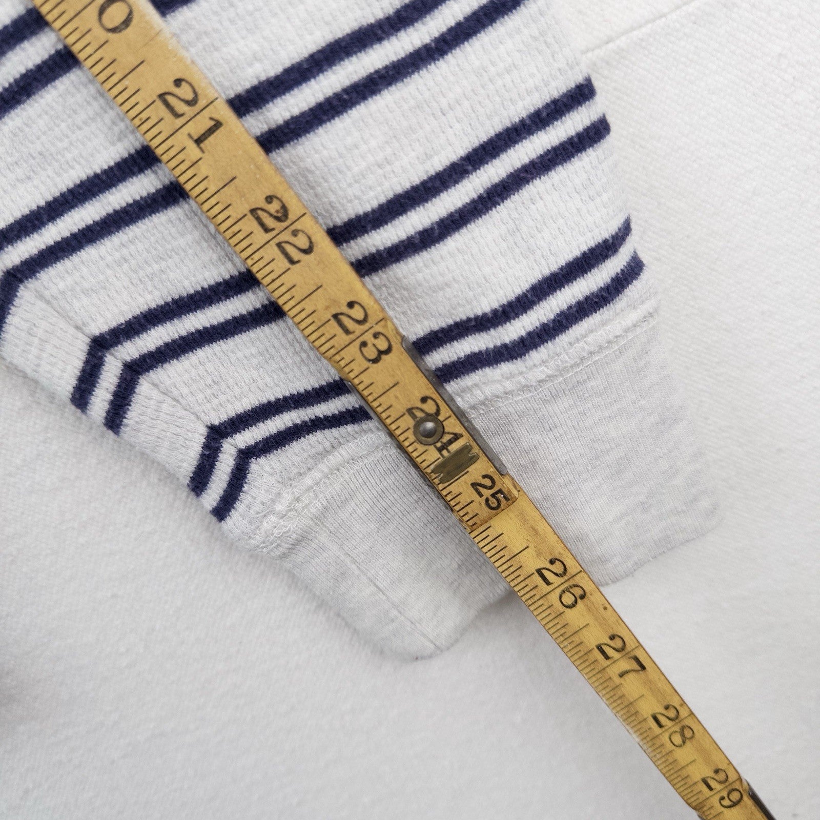 Chaps Ralph Lauren Men’s XL Gray Blue Stripe Henley Shirt Long Sleeve *Pinhole