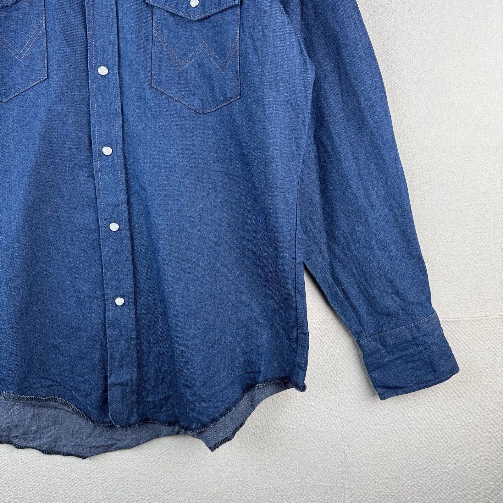 Vtg Wrangler Western Denim Pearl Snap Men’s Large Embroidered Speed Limit