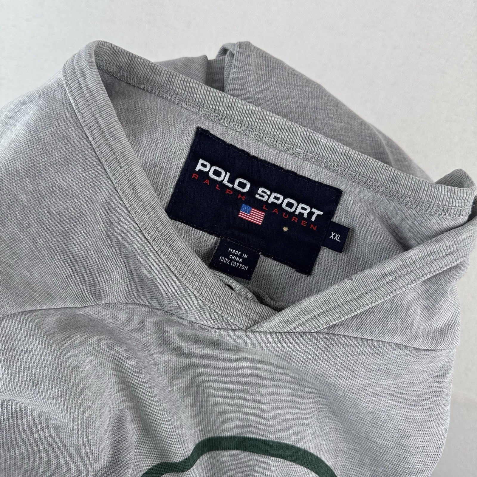 90’s Vtg Polo Ralph Lauren Hockey Gray Jersey Sweatshirt Mens 2XL *Distressed
