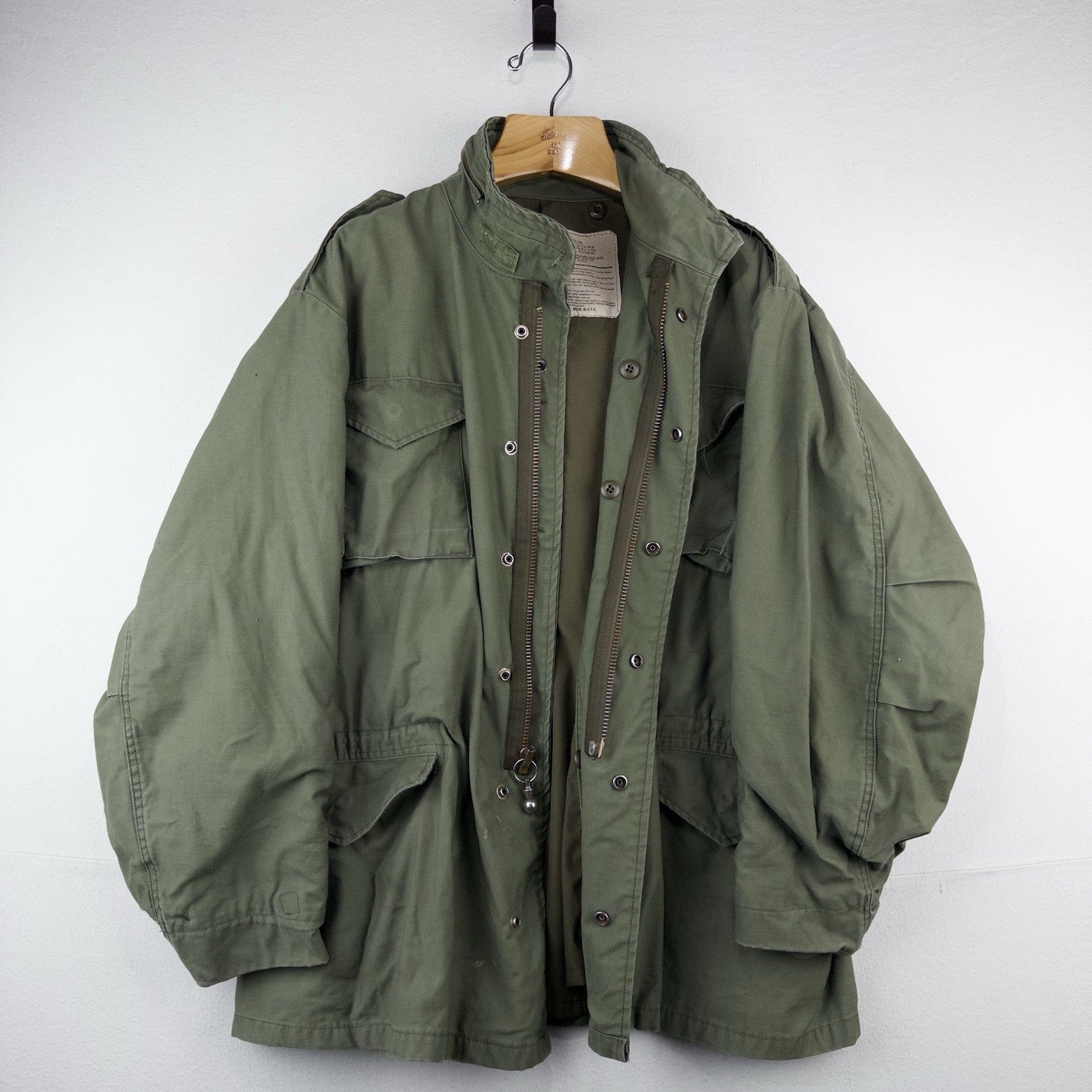 70’s Vtg Vietnam US Army Green M65 Field Jacket Mens XL Long w/Hood *No Lining