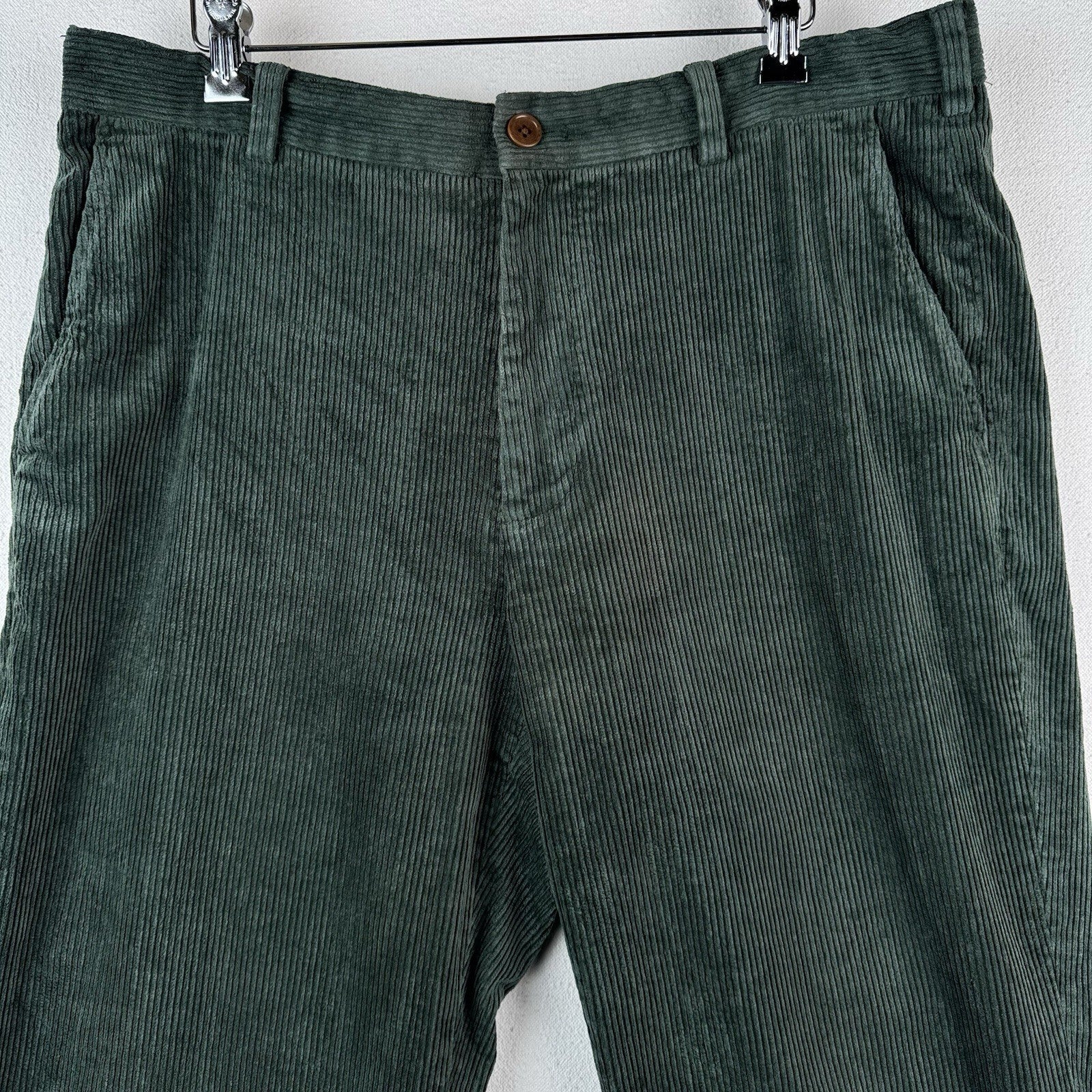 Brooks Brothers Clark Corduroy Green Pants Men’s Fits 36x27 Flat Front Stretch