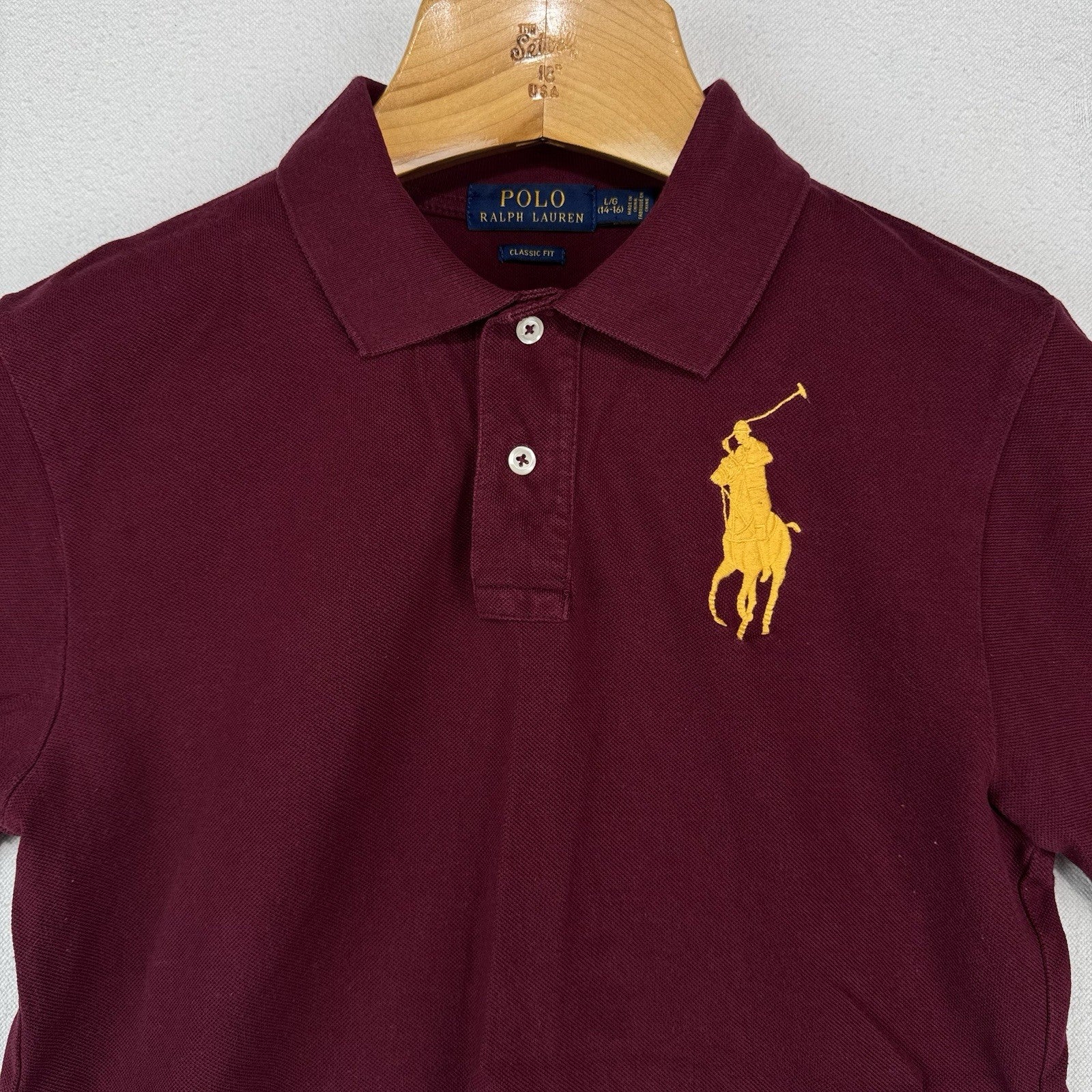 Polo Ralph Lauren Boy’s L 14-16 Classic Fit Big Pony Shirt Maroon #3 *Read