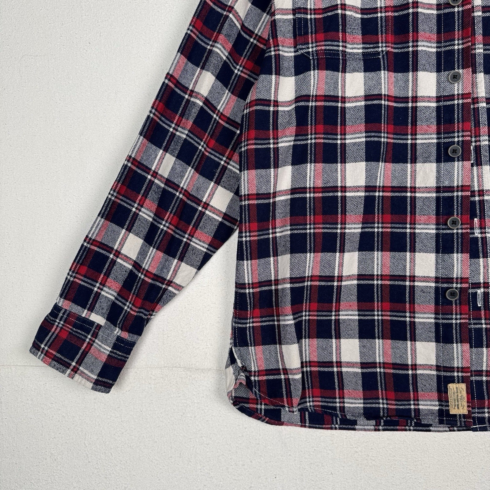 Jachs Men’s Large L Red White Blue Heritage Thick Material Flannel Button Up