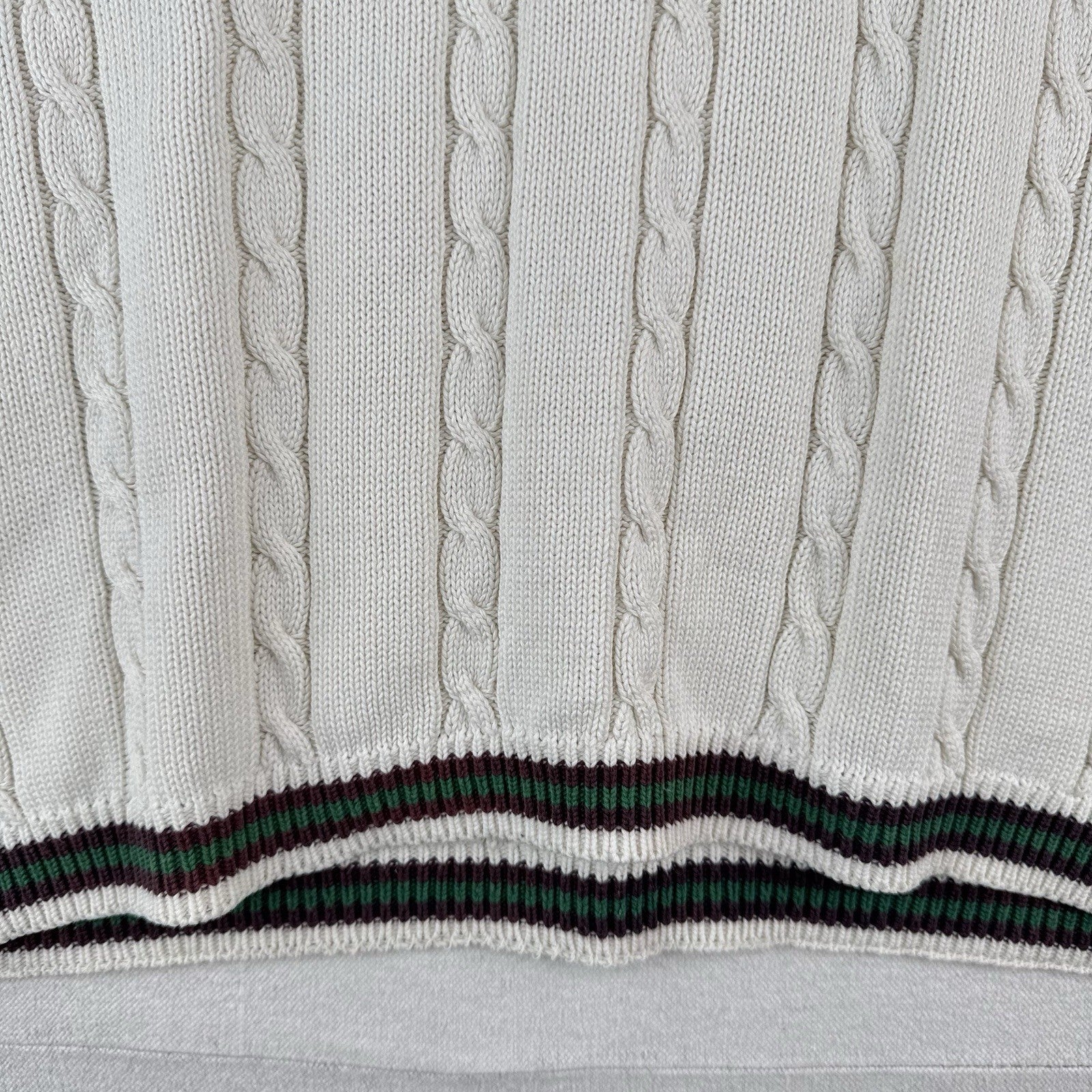 90’s Vtg Chaps by Ralph Lauren Men’s M Cream Cable-knit Cricket Vest Hand Framed