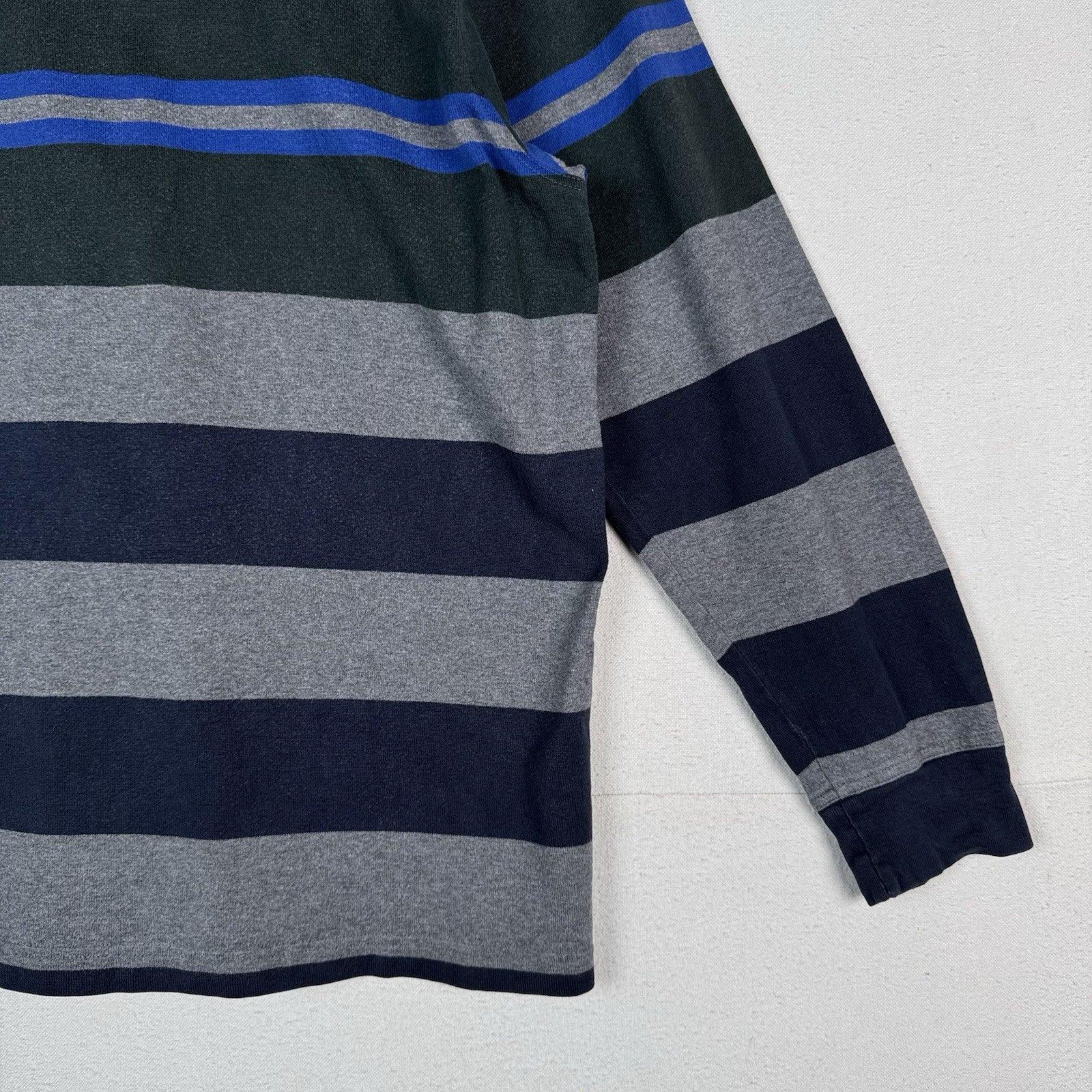 Brooks Brothers Rugby Shirt Men's Large Blue Green Gray 346 Striped Polo *Read