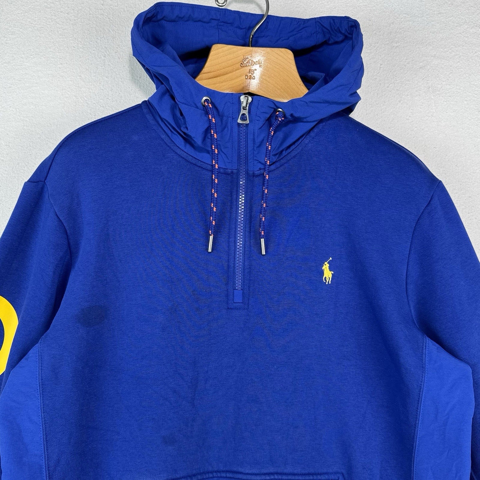 Polo Ralph Lauren Men’s M Logo Spectre Pullover Fleece Hoodie Quarter Zip Blue