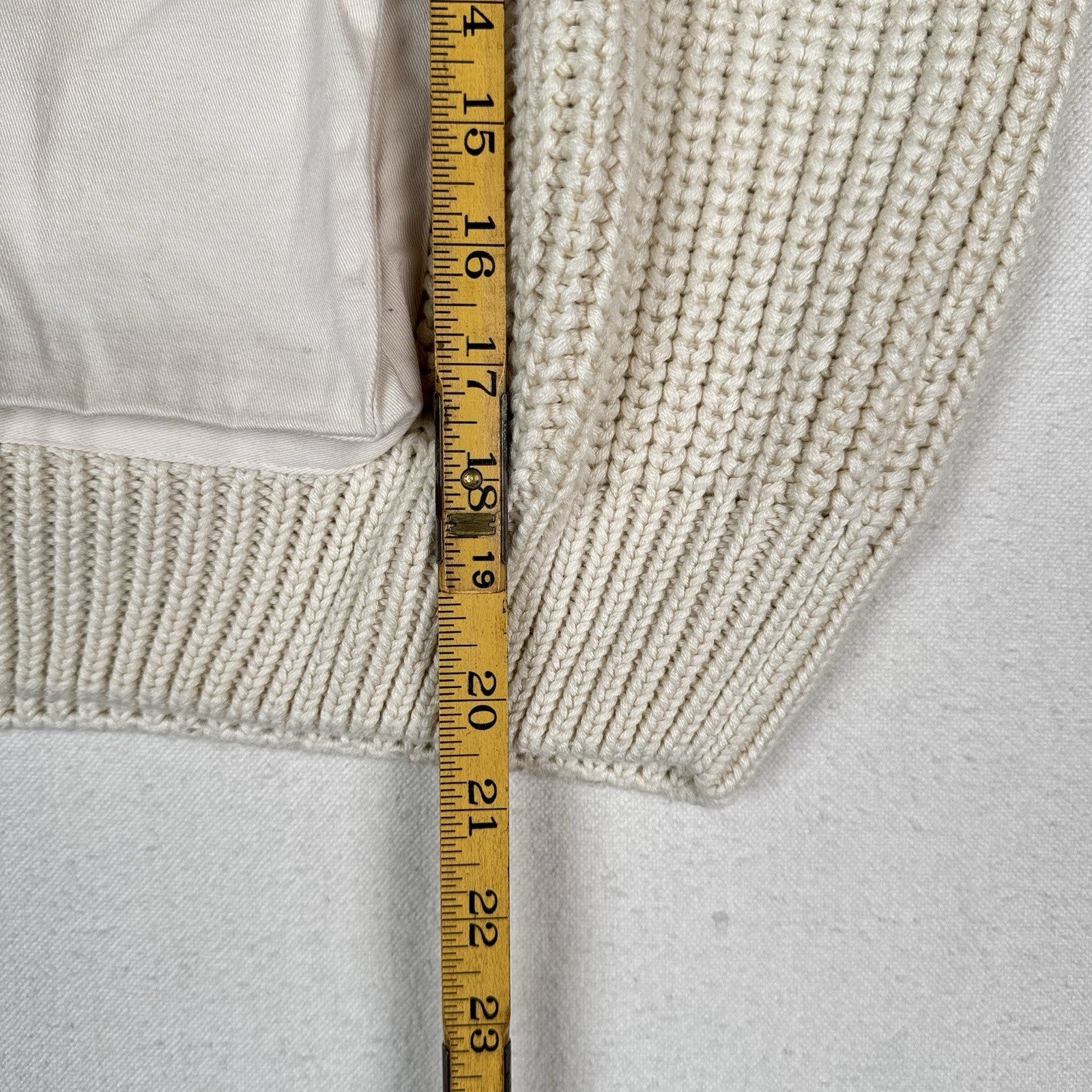 Mango Women’s XS Cropped Hooded Cable Knit Patchwork Sweater Cream Front Pocket