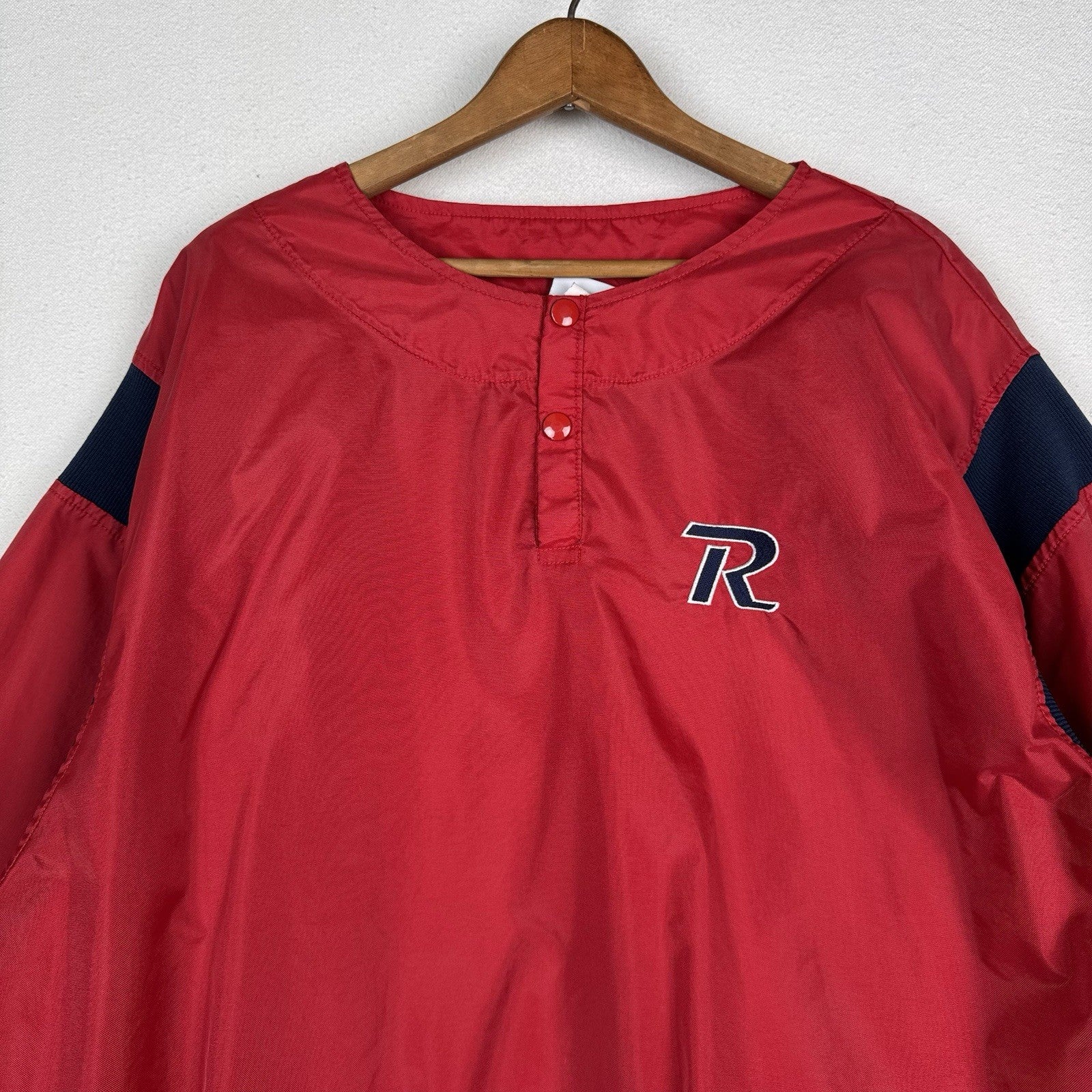 Vtg Boathouse Baseball Club Golf Mens XL Red Windbreaker 1/4 Snap Pullover USA
